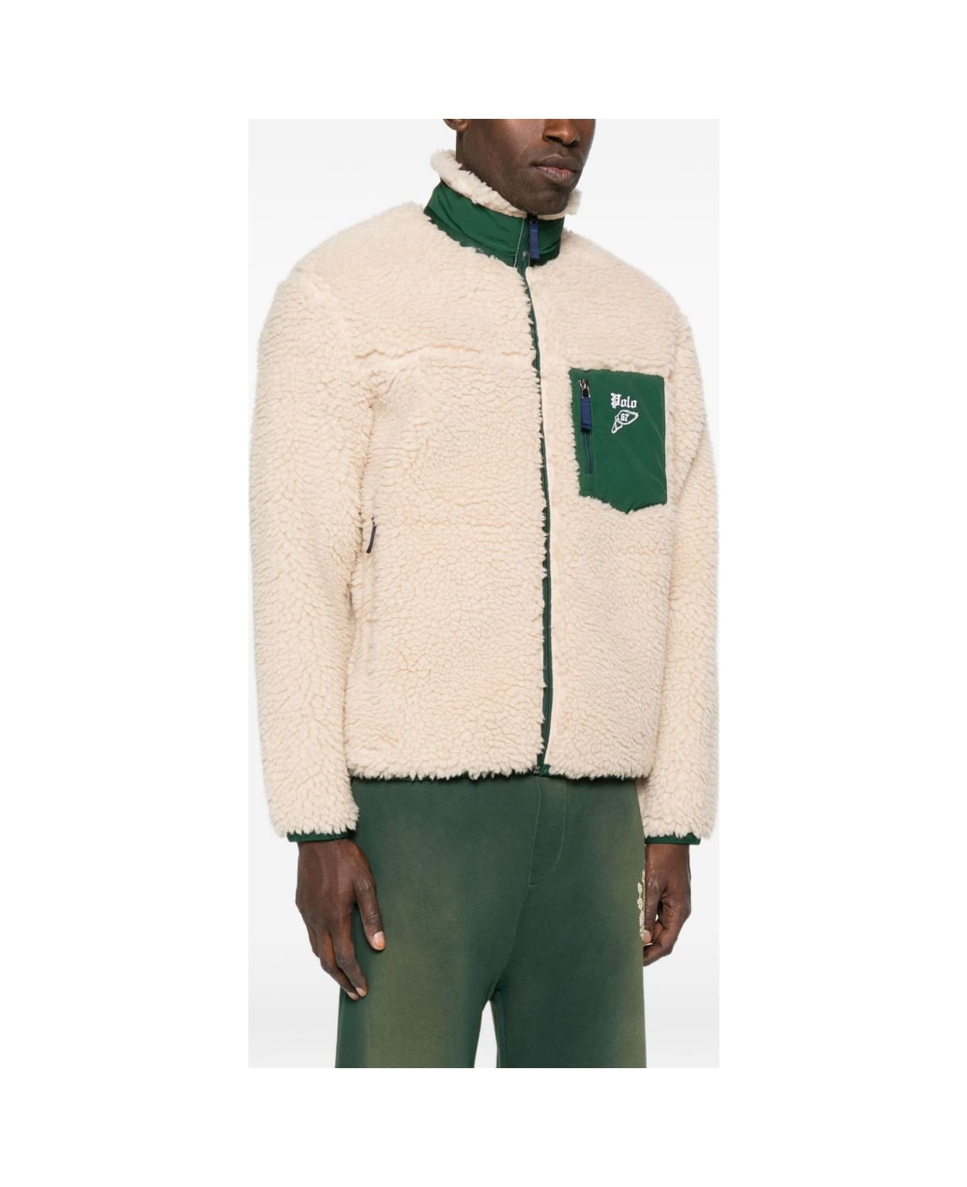 Polo Ralph Lauren Zip-up Fleece Jacket With Pockets - White