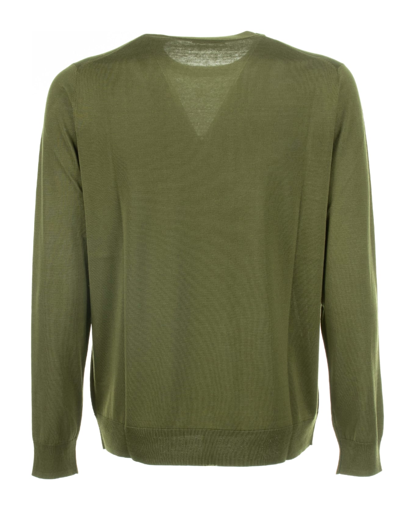 Paolo Pecora Green Crew-neck Sweater In Cotton And Silk - VERDE