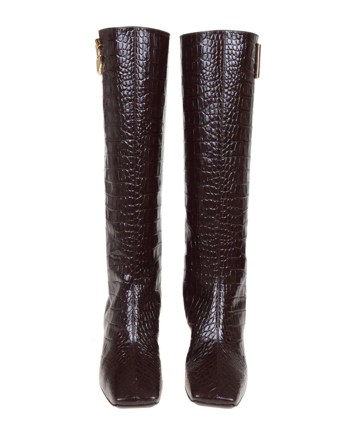 Dolce & Gabbana Dg Logo Leather Boots - Moro