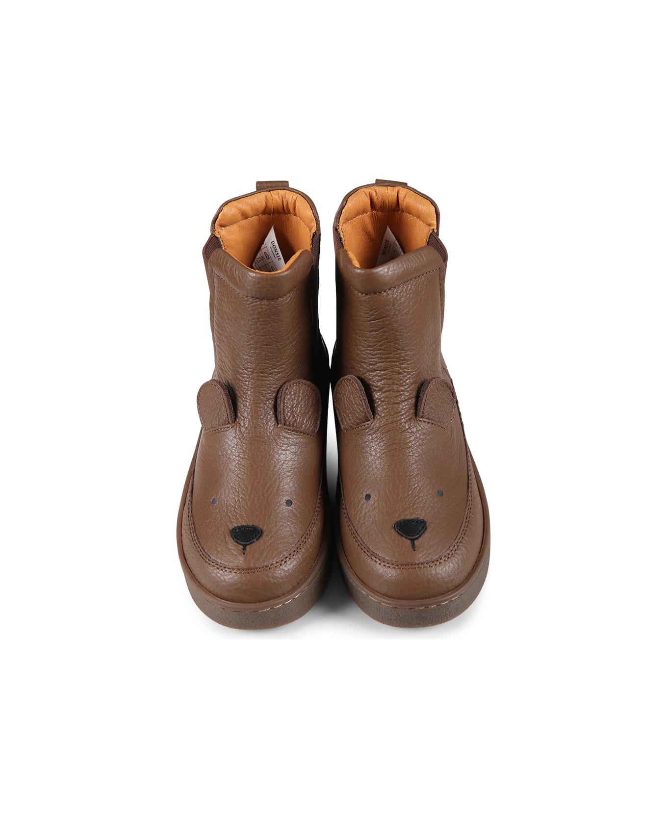 Donsje Brown Ankle Boots For Kids With Bear - Brown