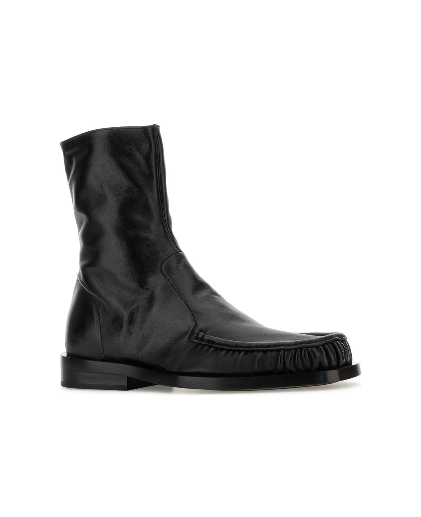 Jil Sander Black Leather Ankle Boots - Black