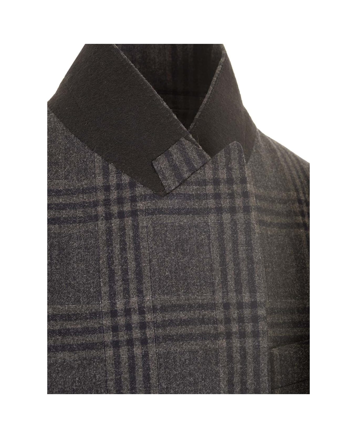 Fendi Tailored Blazer In Checked Wool - Grey