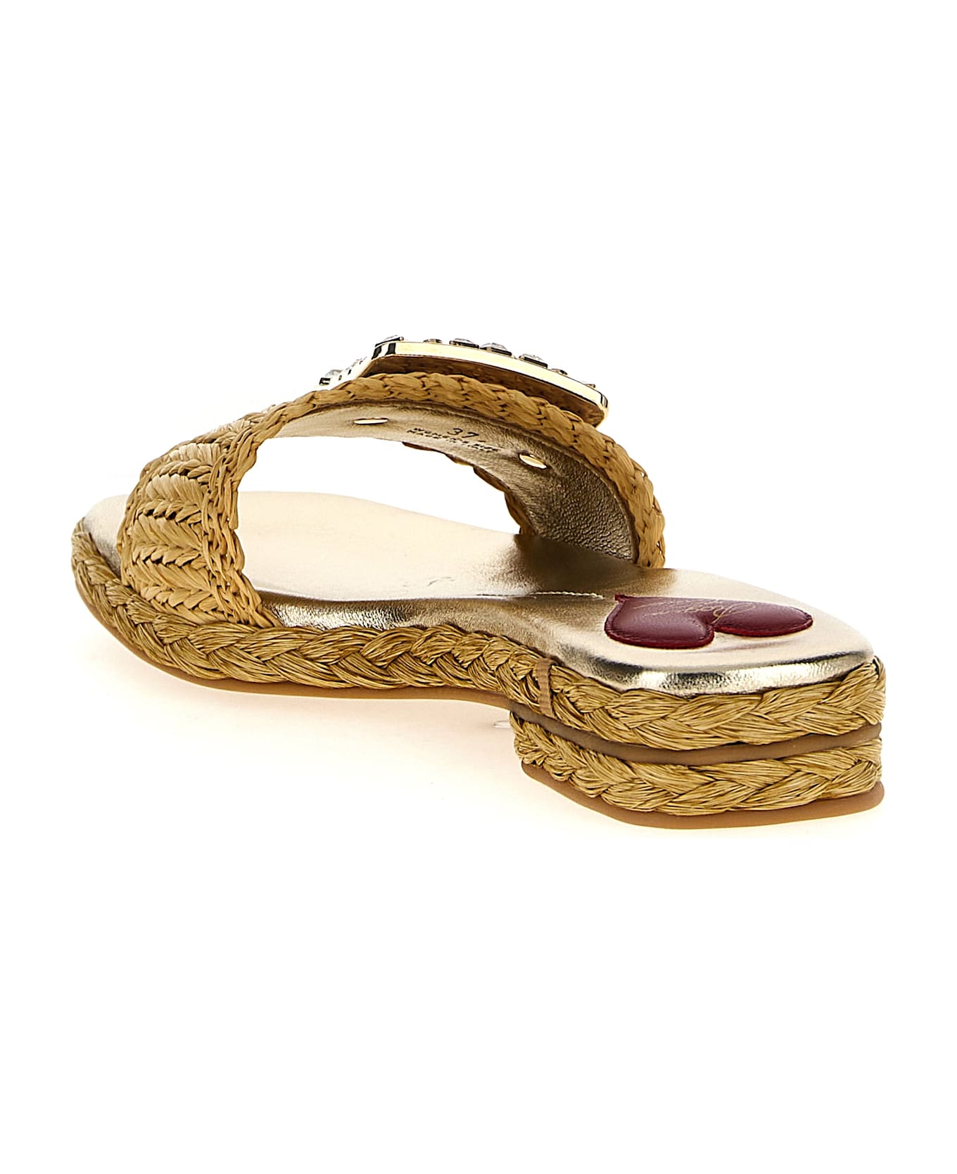 Roger Vivier Raffia Jewel Sandals - CREMA CHIARO