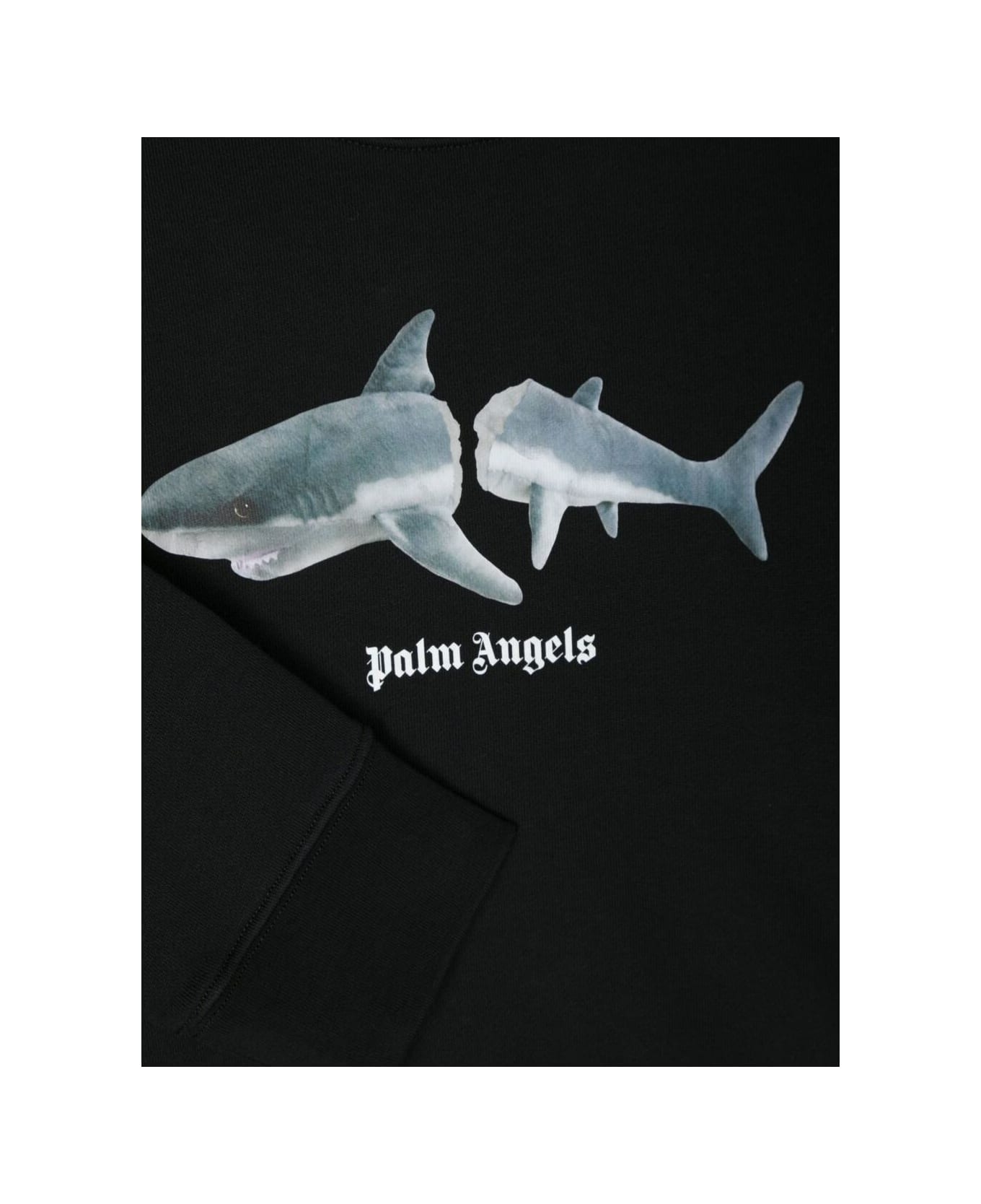 Palm Angels Crewneck Sweatshirt With Shark Graphic Print In Black Cotton Boy - Black Medium
