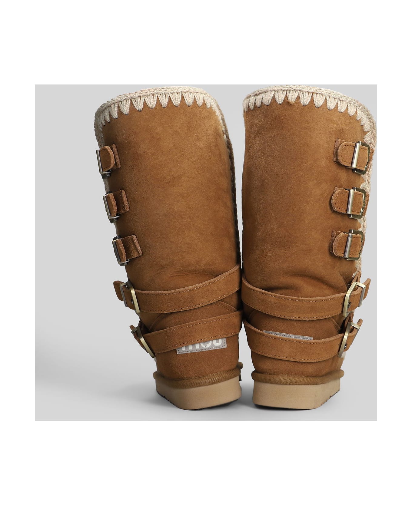 Mou Eskimo 40 Low Heels Boots In Brown Suede - brown