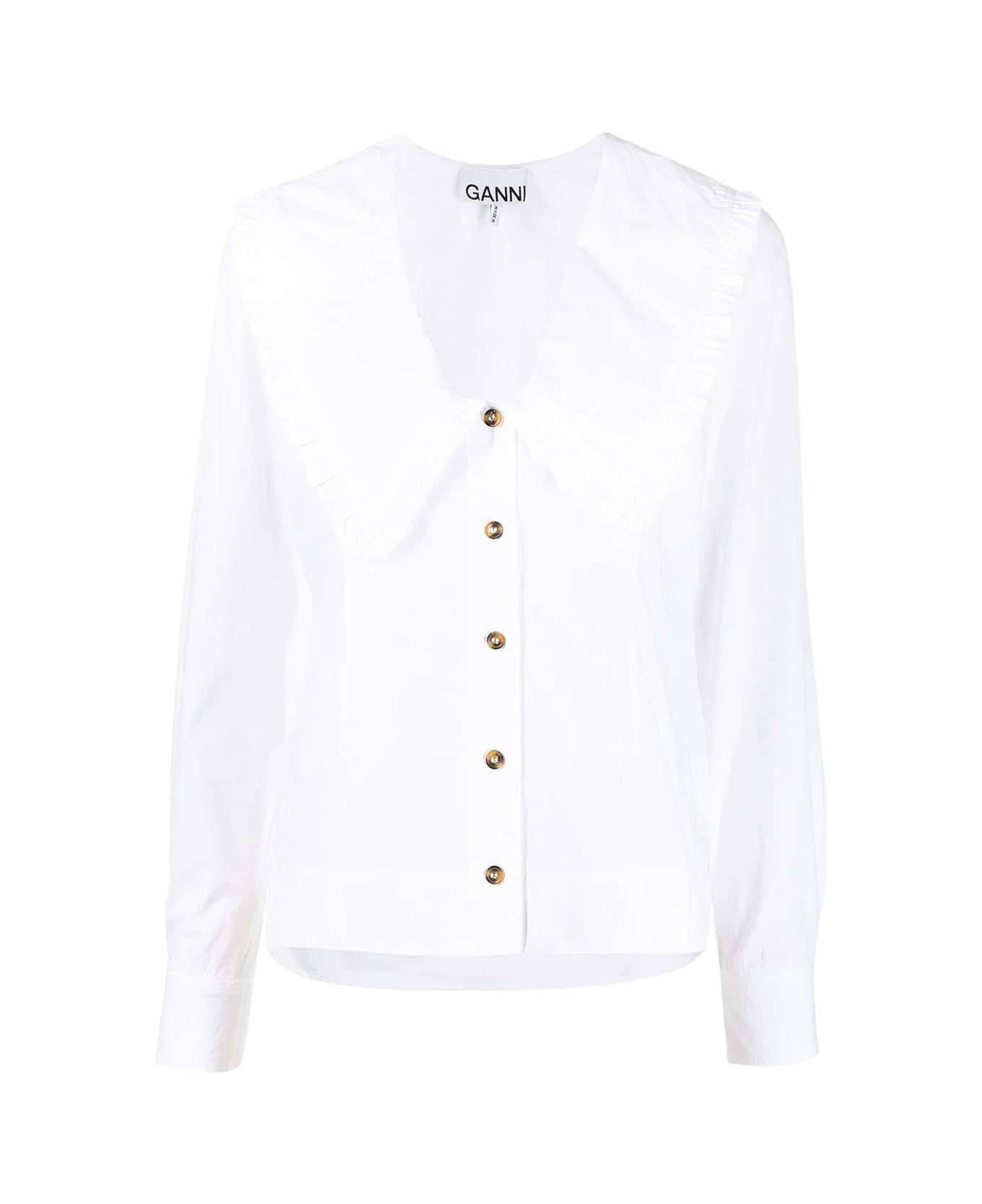 Ganni V-neck Shirt - Bright White