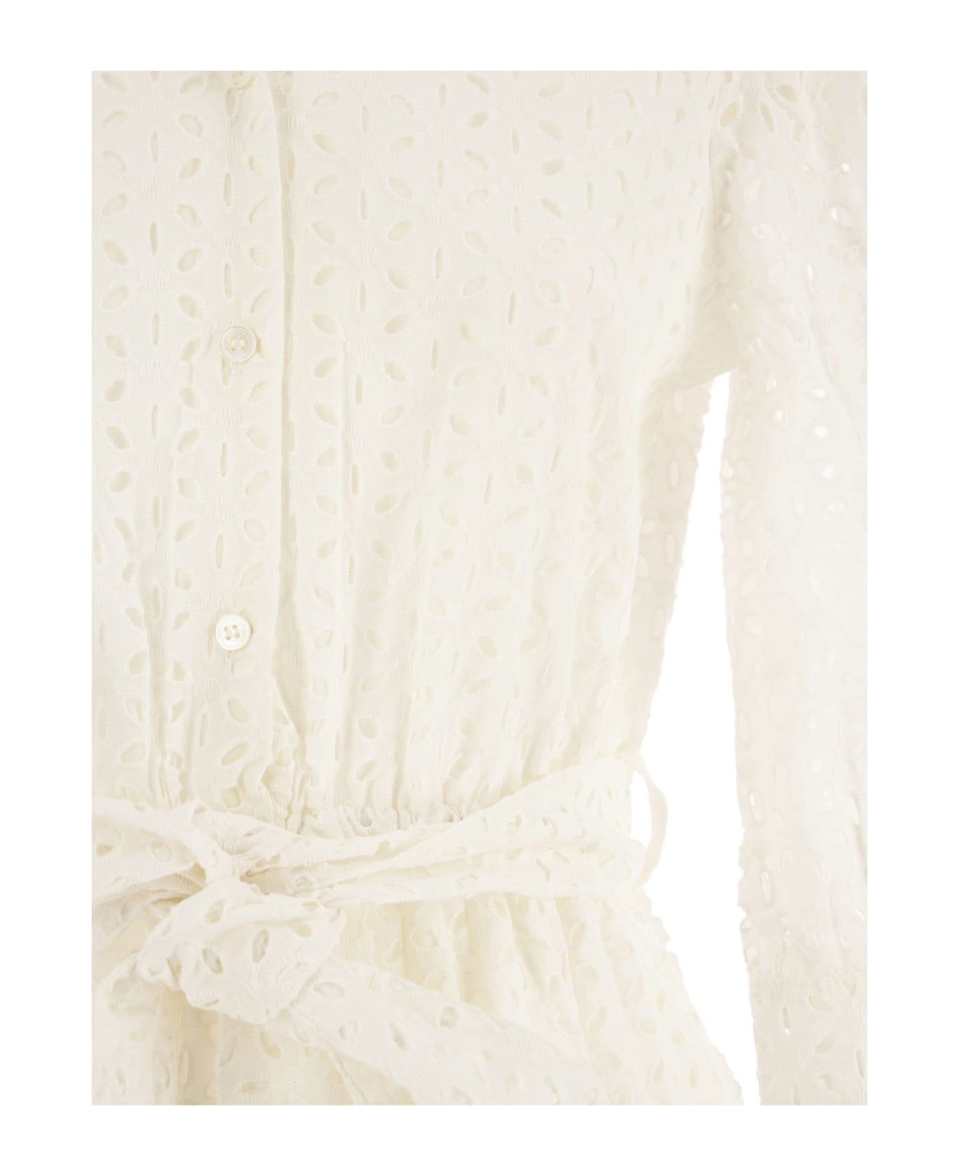 MC2 Saint Barth Short Cotton Dress With Embroidery - White ワンピース＆ドレス