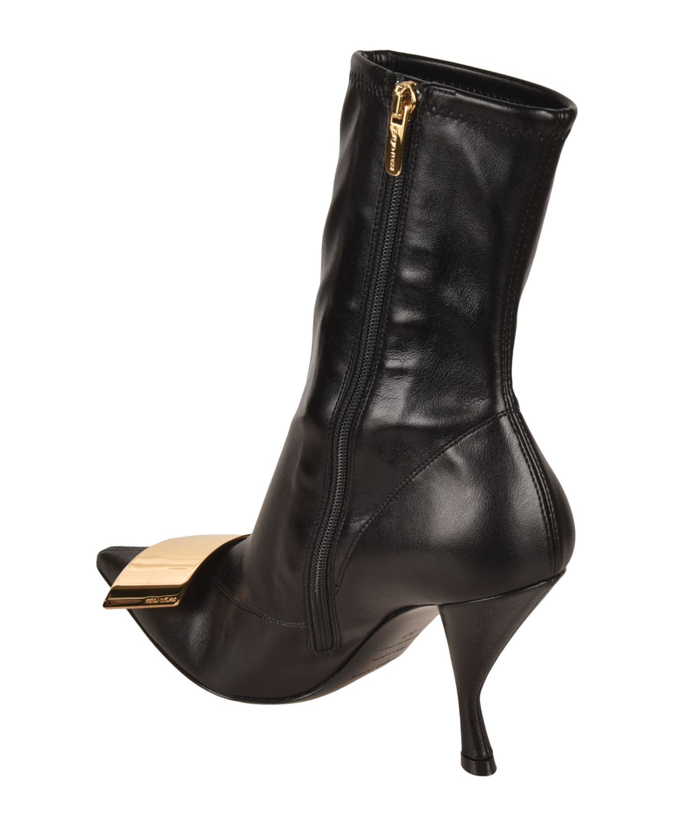 Sergio Rossi Pointed Toe Side Zip Boots - Black