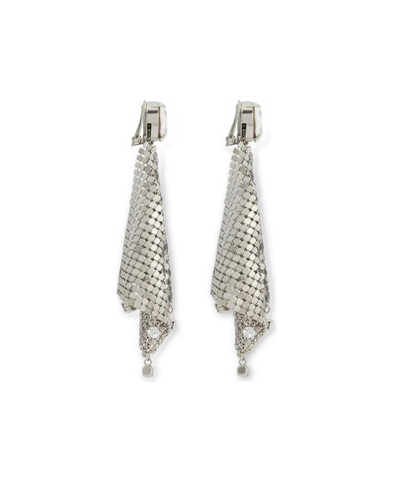 Paco Rabanne Mini Mesh Pixel Strass Earrings - Silver Crystal
