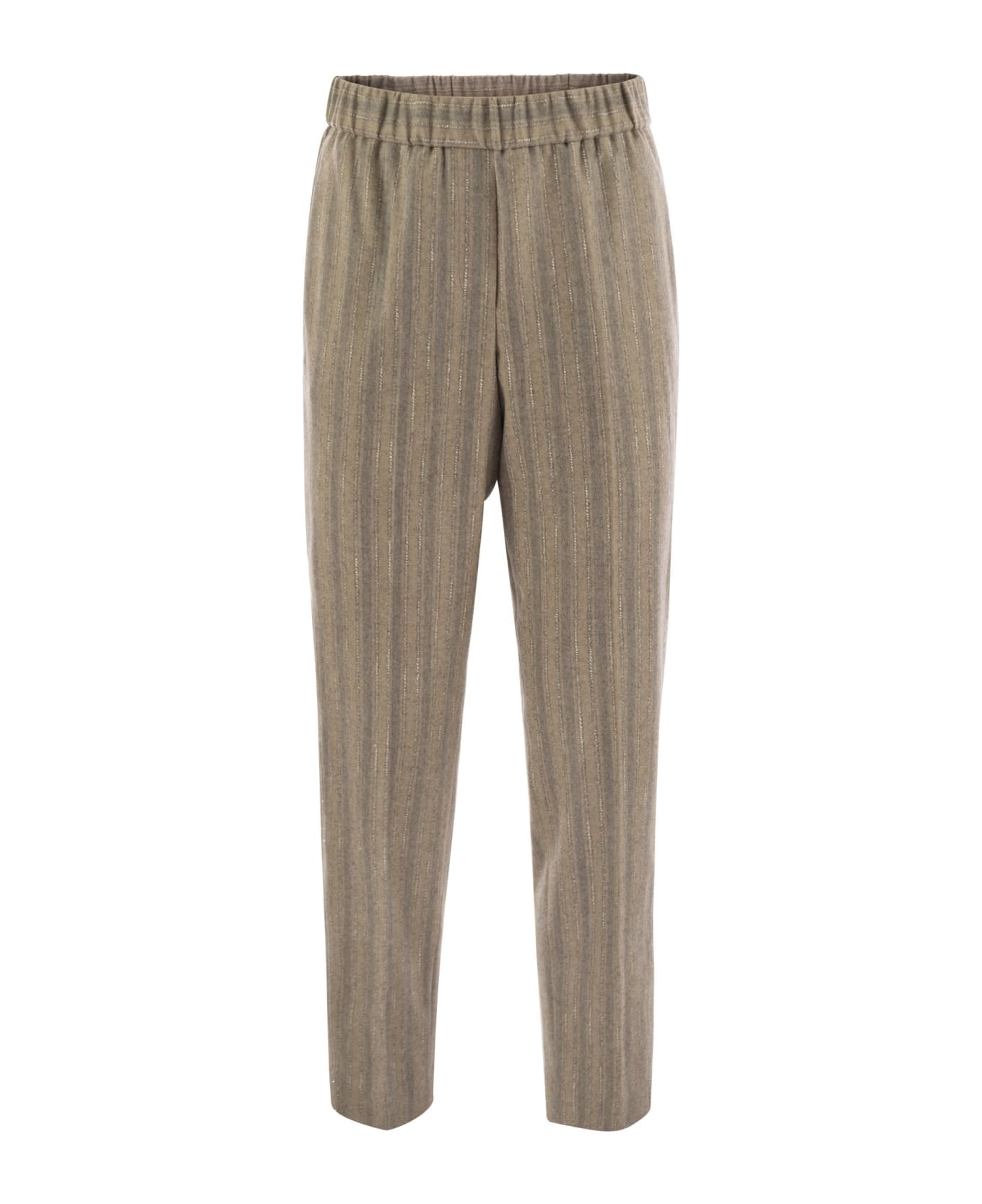 Peserico Striped Wool-blend Trousers - Beige