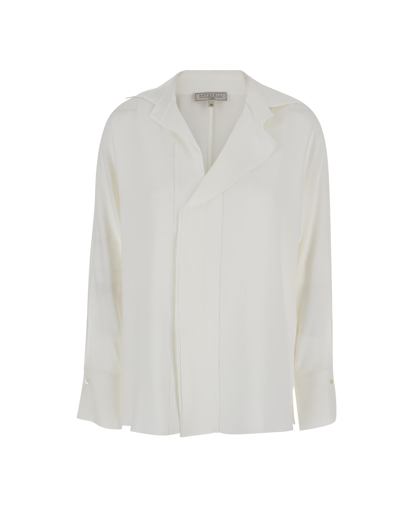 Antonelli 'elva' White Asymmetric Shirt With Cuban Collar In Silk Blend Woman