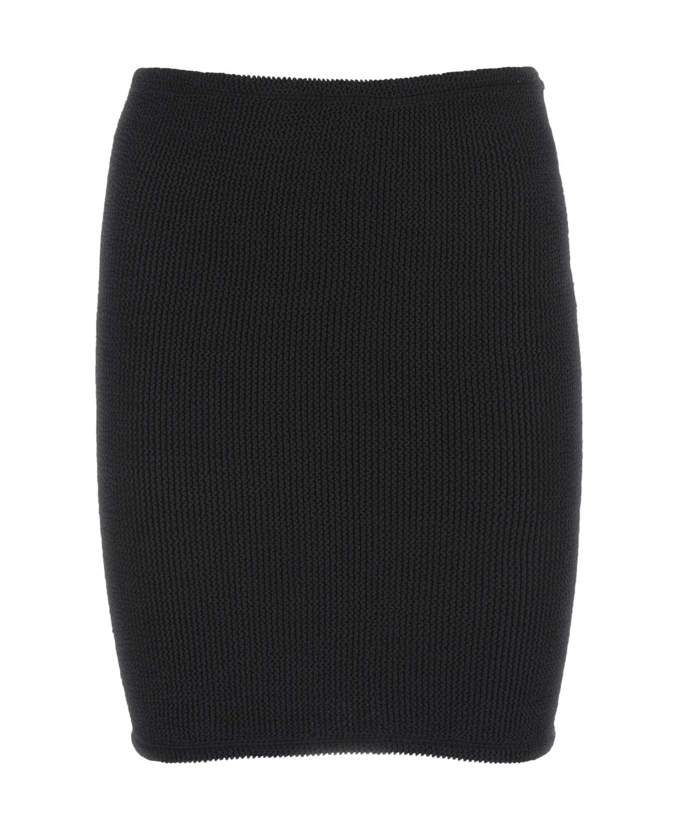 Hunza G Black Stretch Nylon Mini Skirt - BLACK スカート