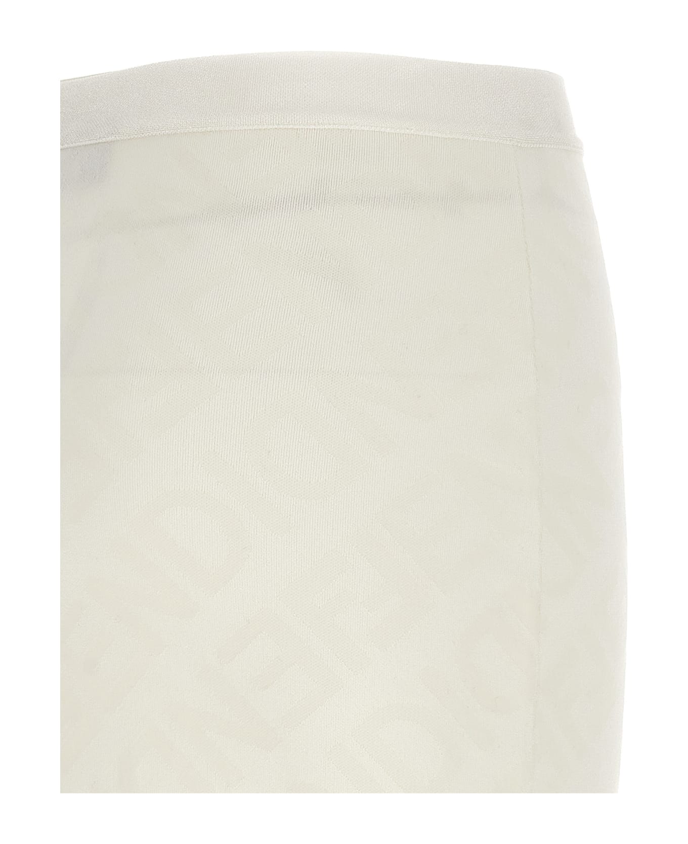 Fendi Viscose Ff Midi Skirt - White