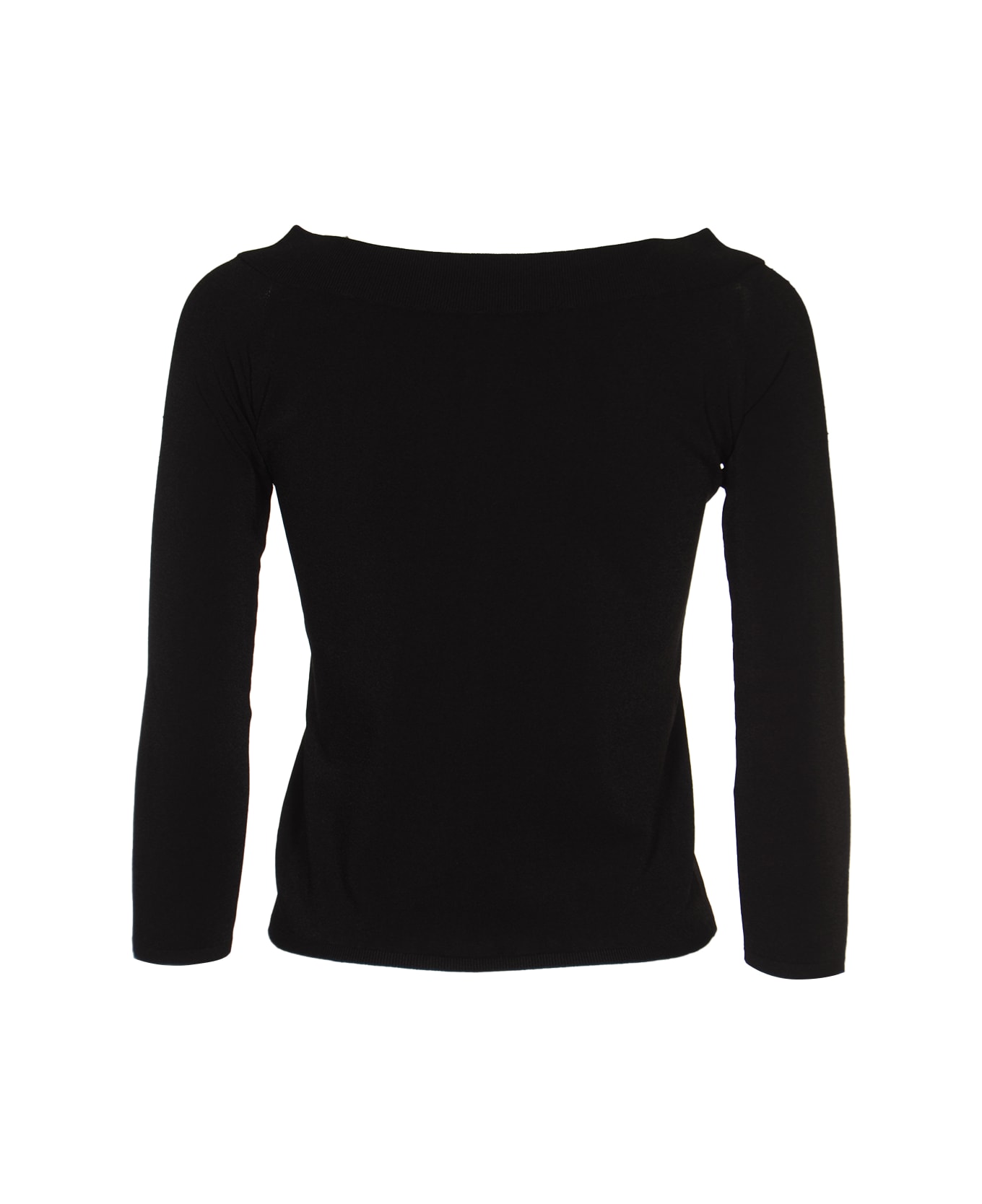 Roberto Collina Wide Neck Long-sleeved Plain Sweater - Black