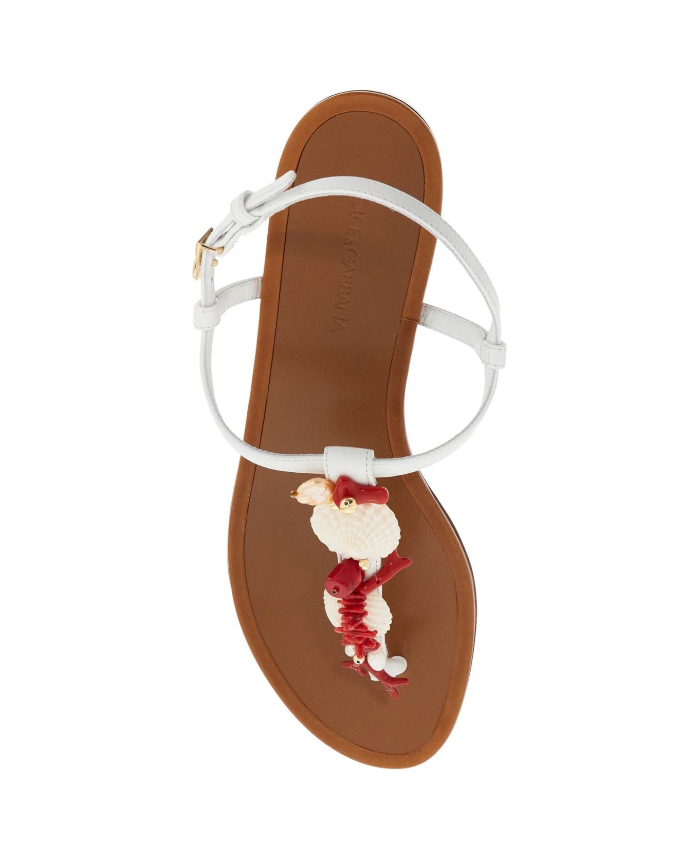 Dolce & Gabbana 'nappa Flip-flops With Coral - BIANCO/MULTICOLOR (White)