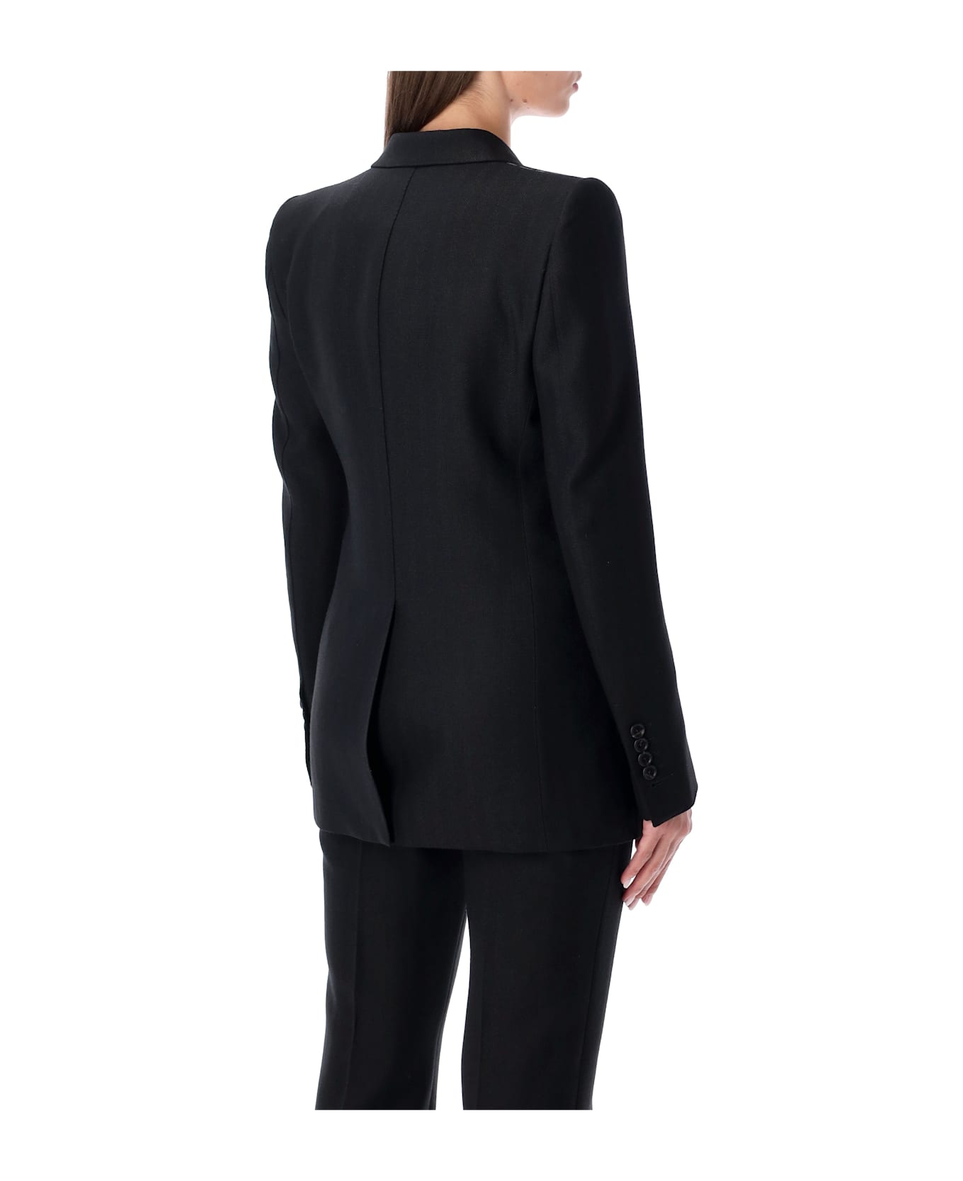 Tom Ford Black Harringbone Wool Double-breasted Tailored Jacket - BLACK