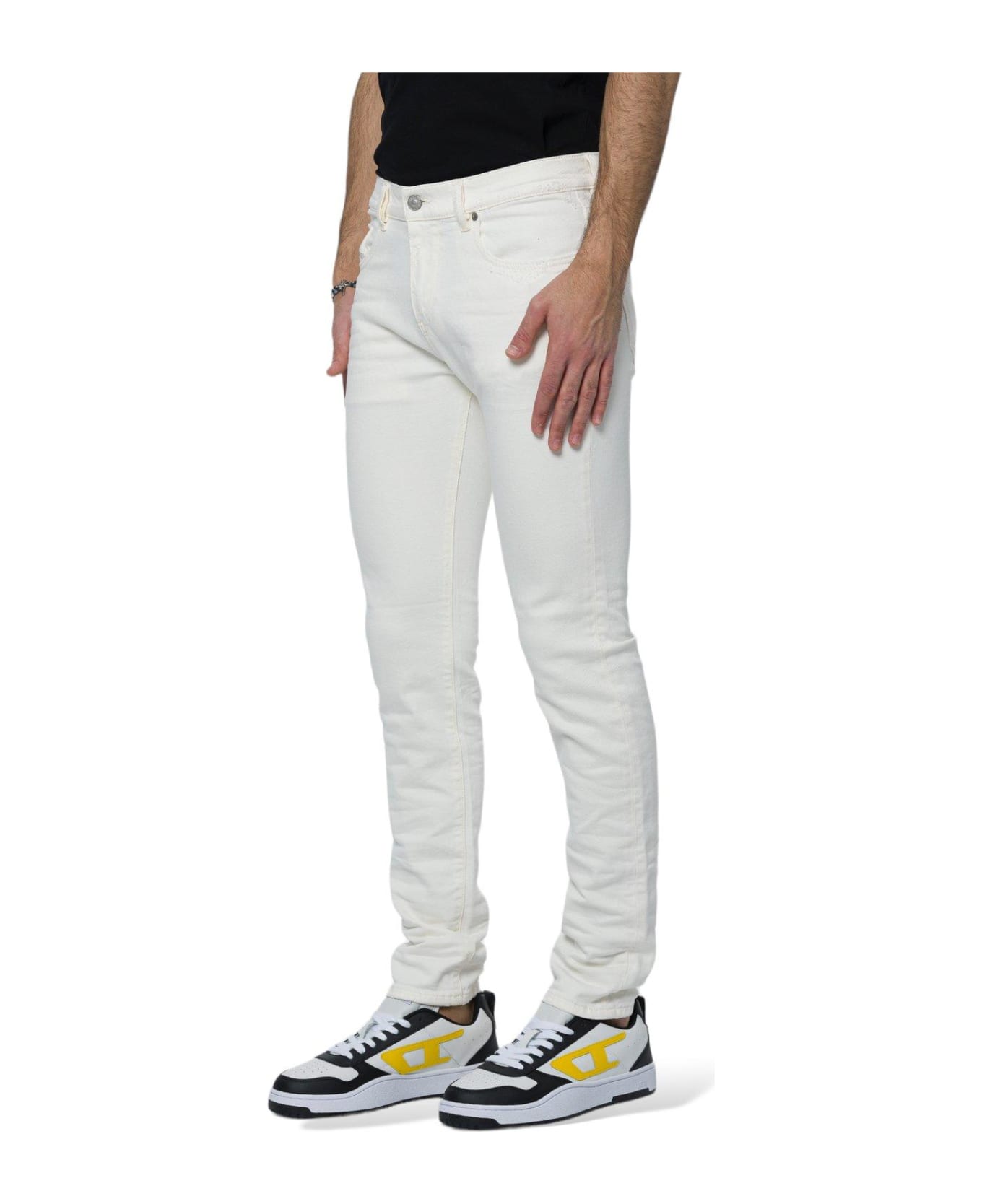 Diesel D-strukt Mid-rise Slim-fit Jeans - Bianco
