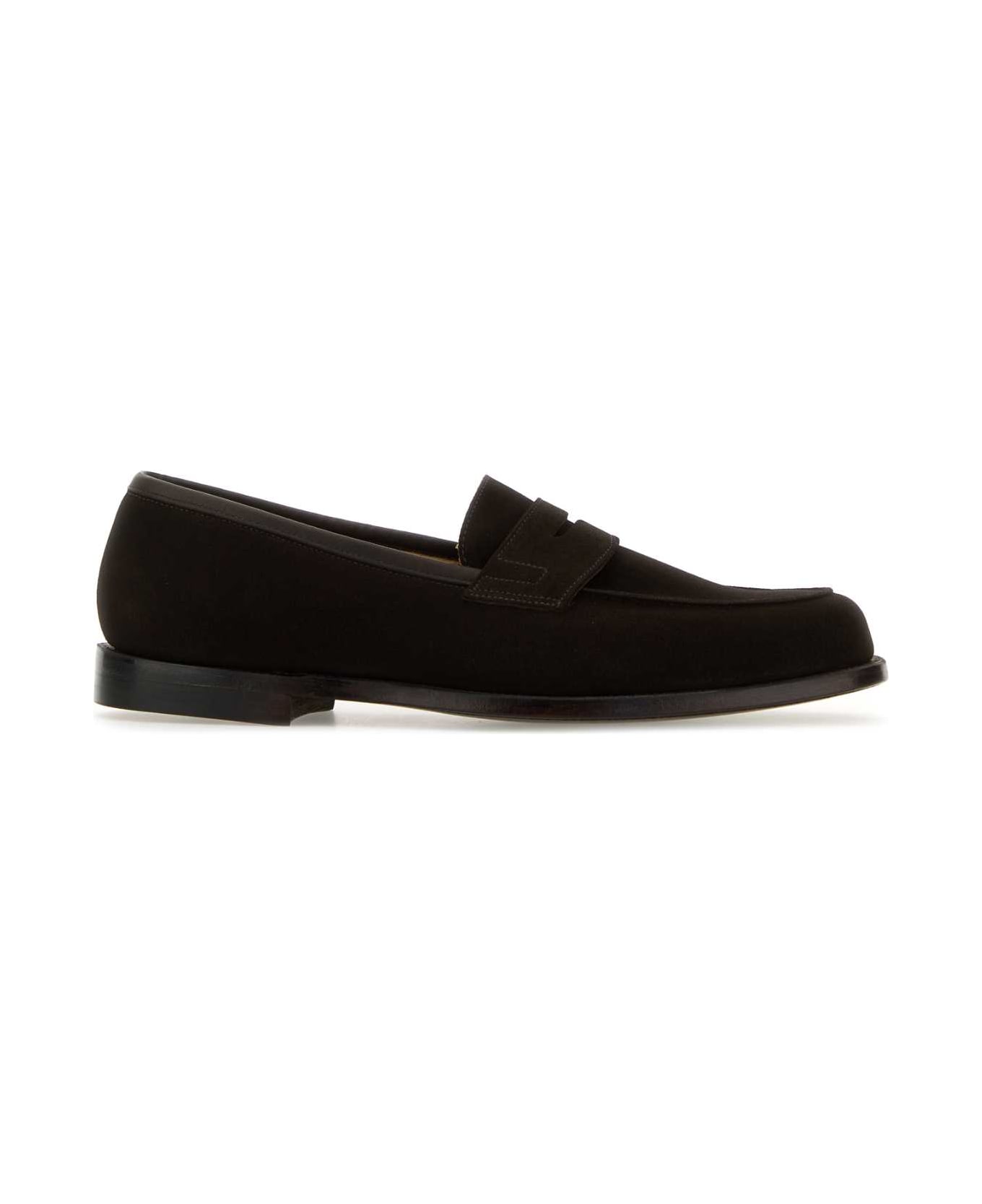 Crockett 
Jones Brown Suede Grantham 2 Loafers - DARKOAKSUEDE