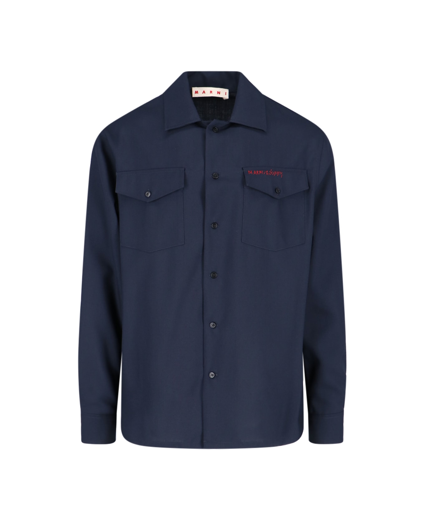 Marni Multipocket Logo Shirt - BLUBLACK