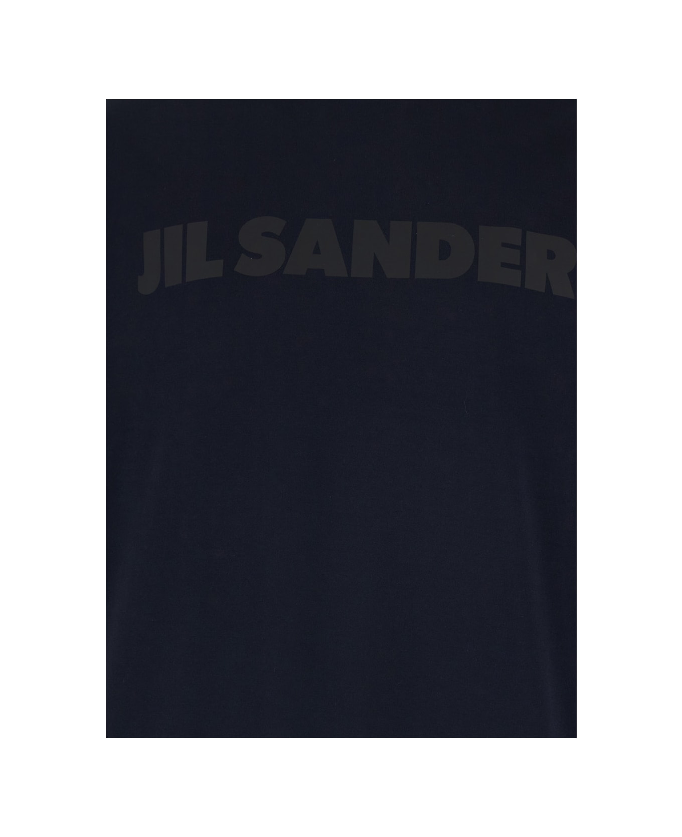 Jil Sander Blue Crewneck T-shirt With Logo Lettering On The Front In Cotton Man - Blu