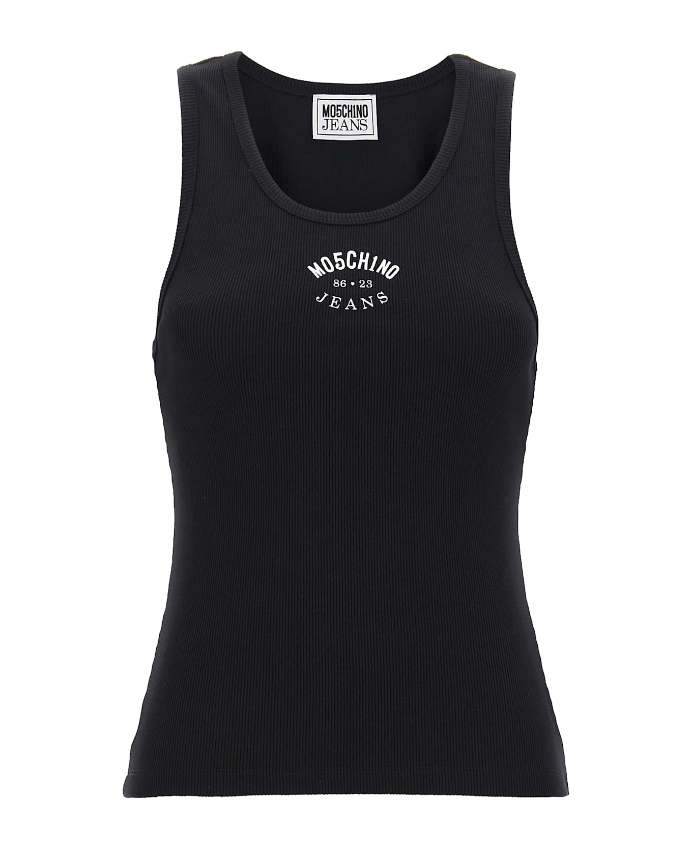 M05CH1N0 Jeans Black Cotton Tank Top - Black