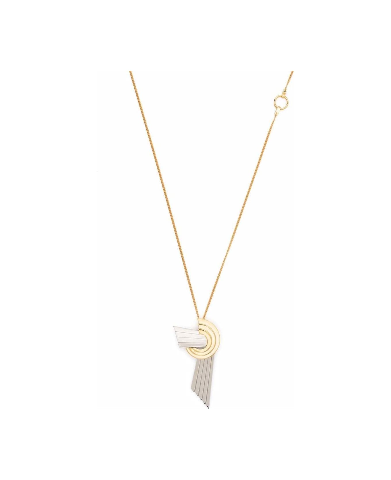 Leda Madera Meryl Brass Necklace With Pendant Detail - Metallic