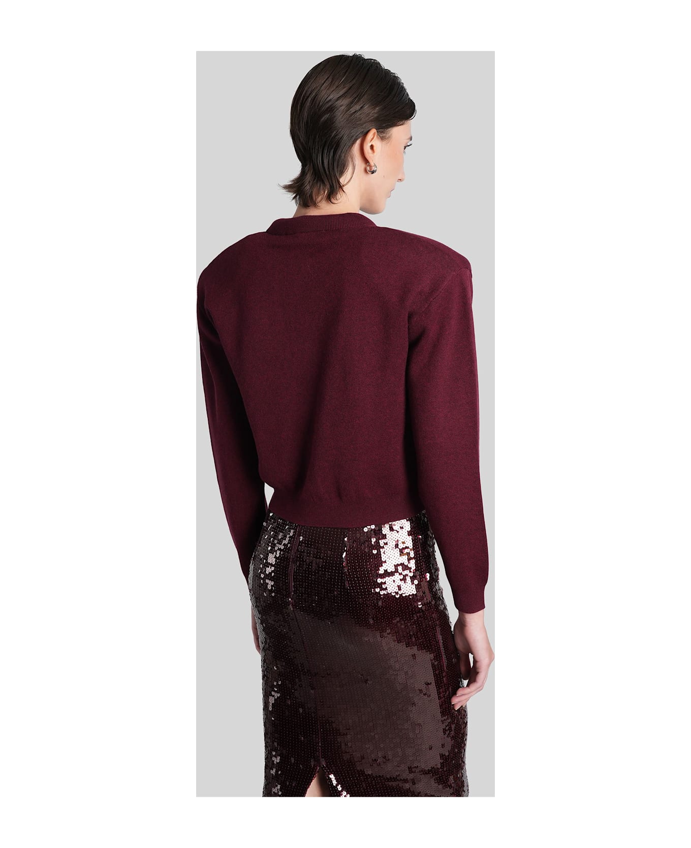 Rotate by Birger Christensen Cardigan In Bordeaux Cotton - bordeaux