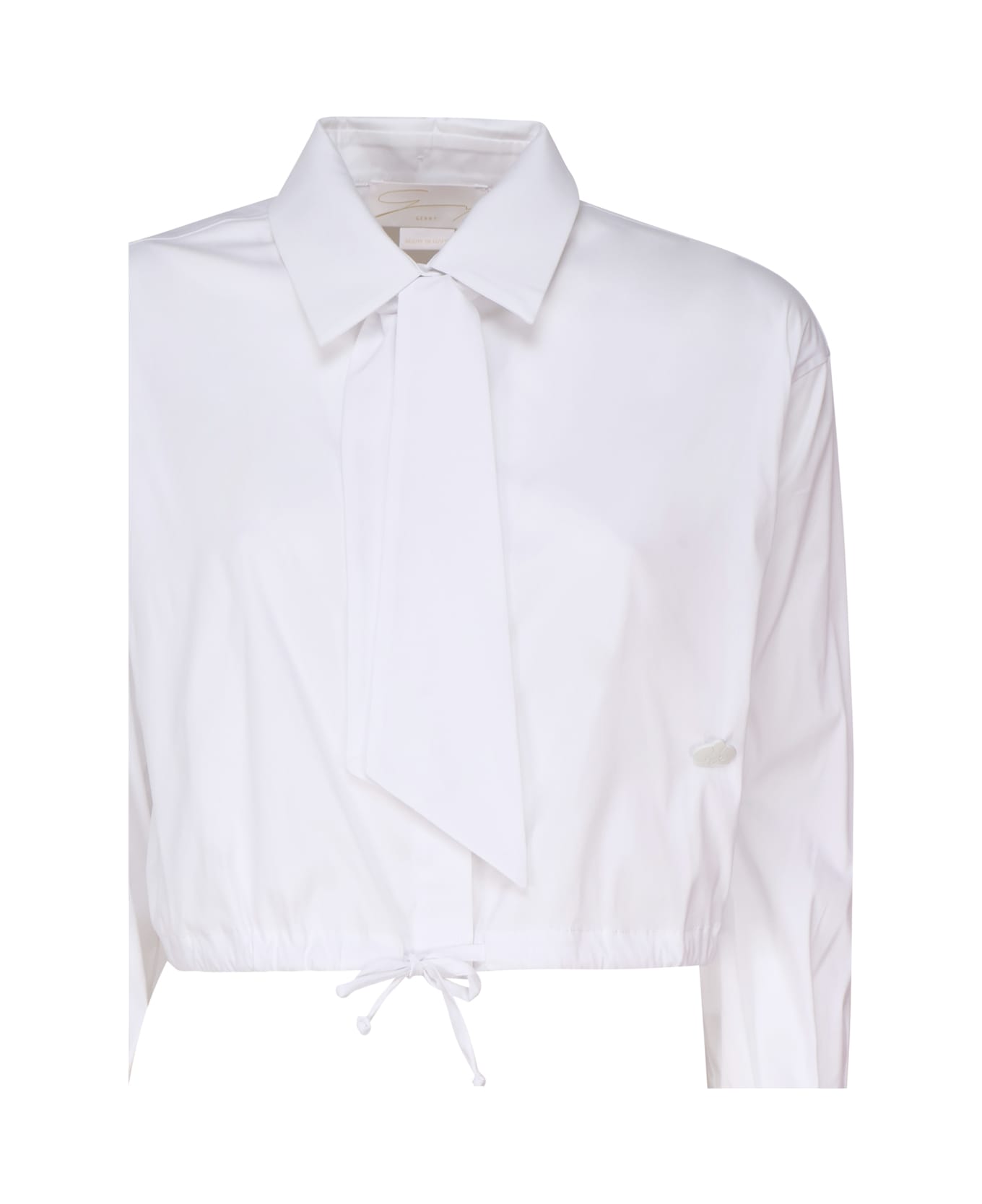 Genny Cropped Shirt With Logo Plaque - WHITE