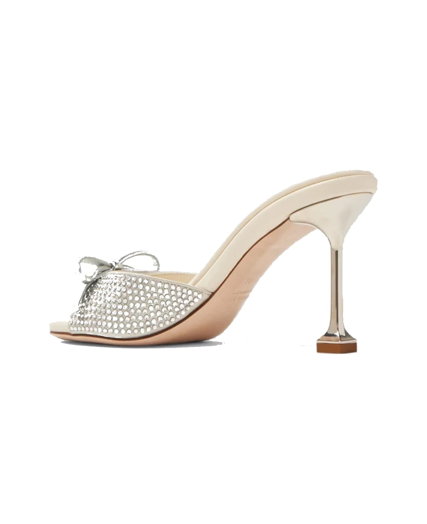 Miu Miu Leather Crystals Mules - Silver