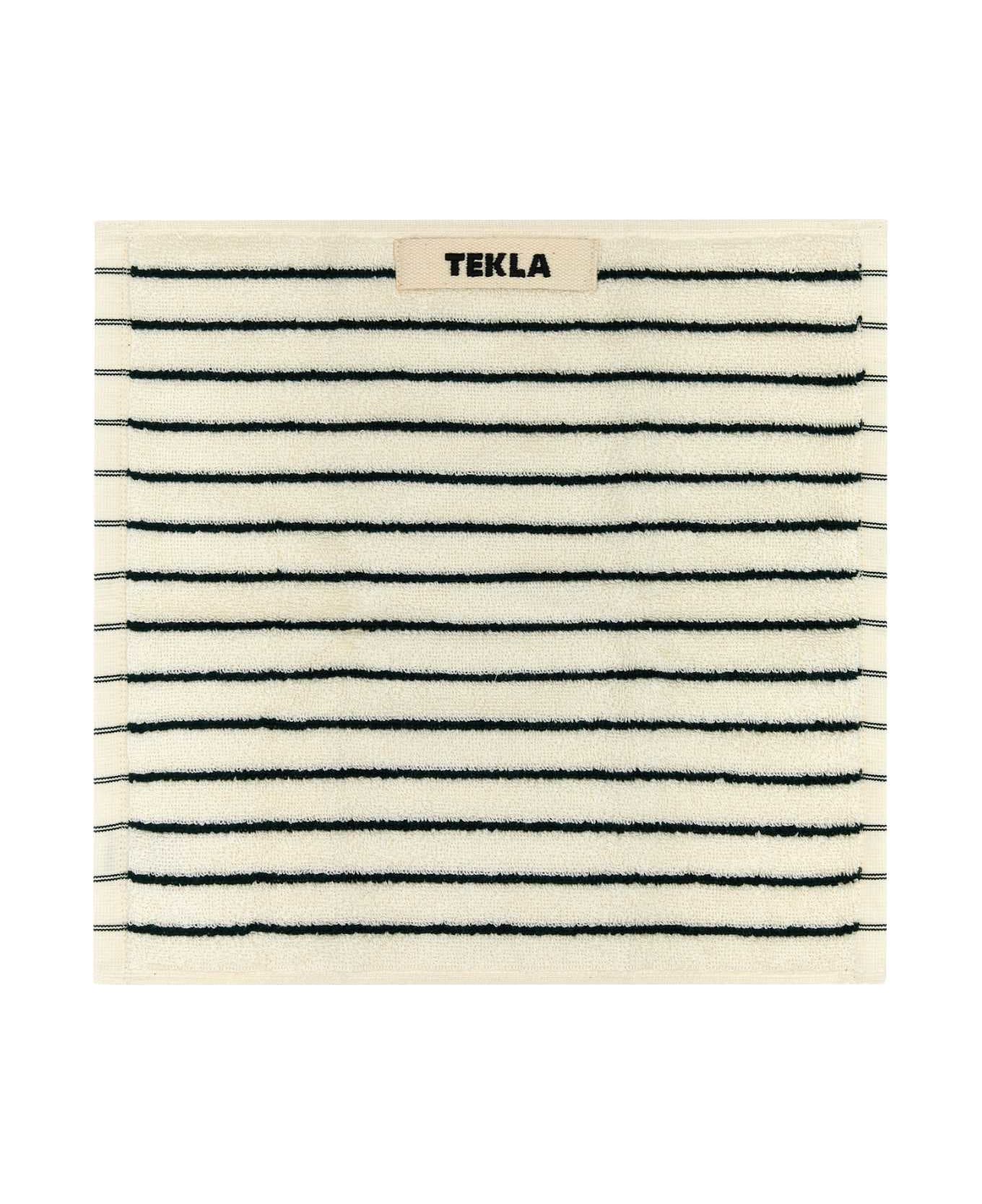 Tekla Embroidered Terry Washcloth - RACING GREEN STRIPES