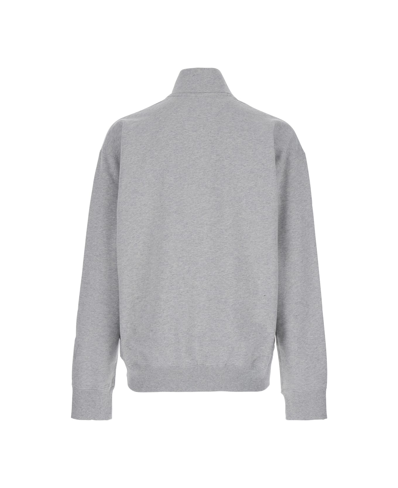 J.W. Anderson Grey High Neck Sweatshirt With Zip Closure And Logo Embroidery In Cotton Man - Grey