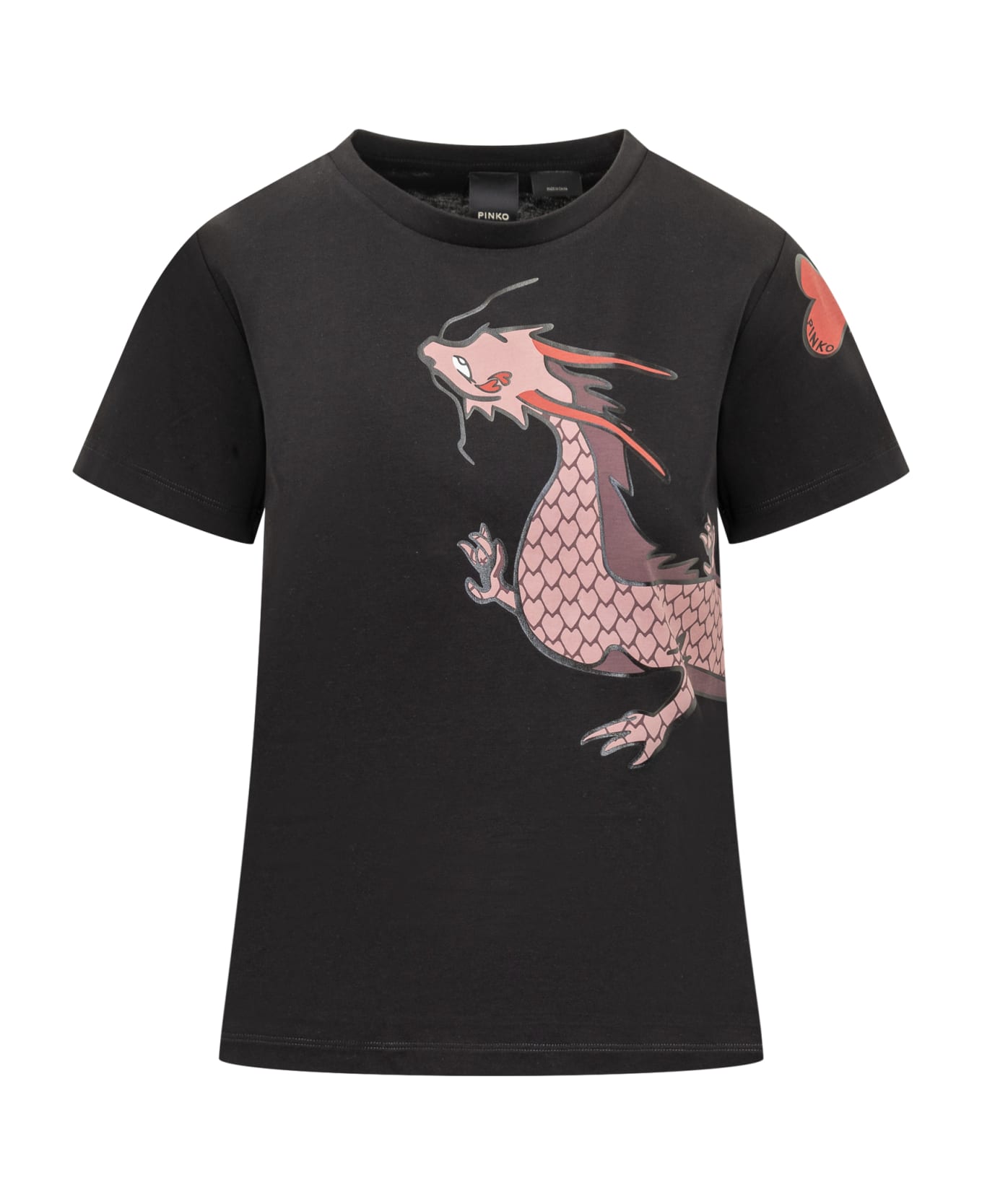 Pinko T-shirt With Dragon Print - BLACK