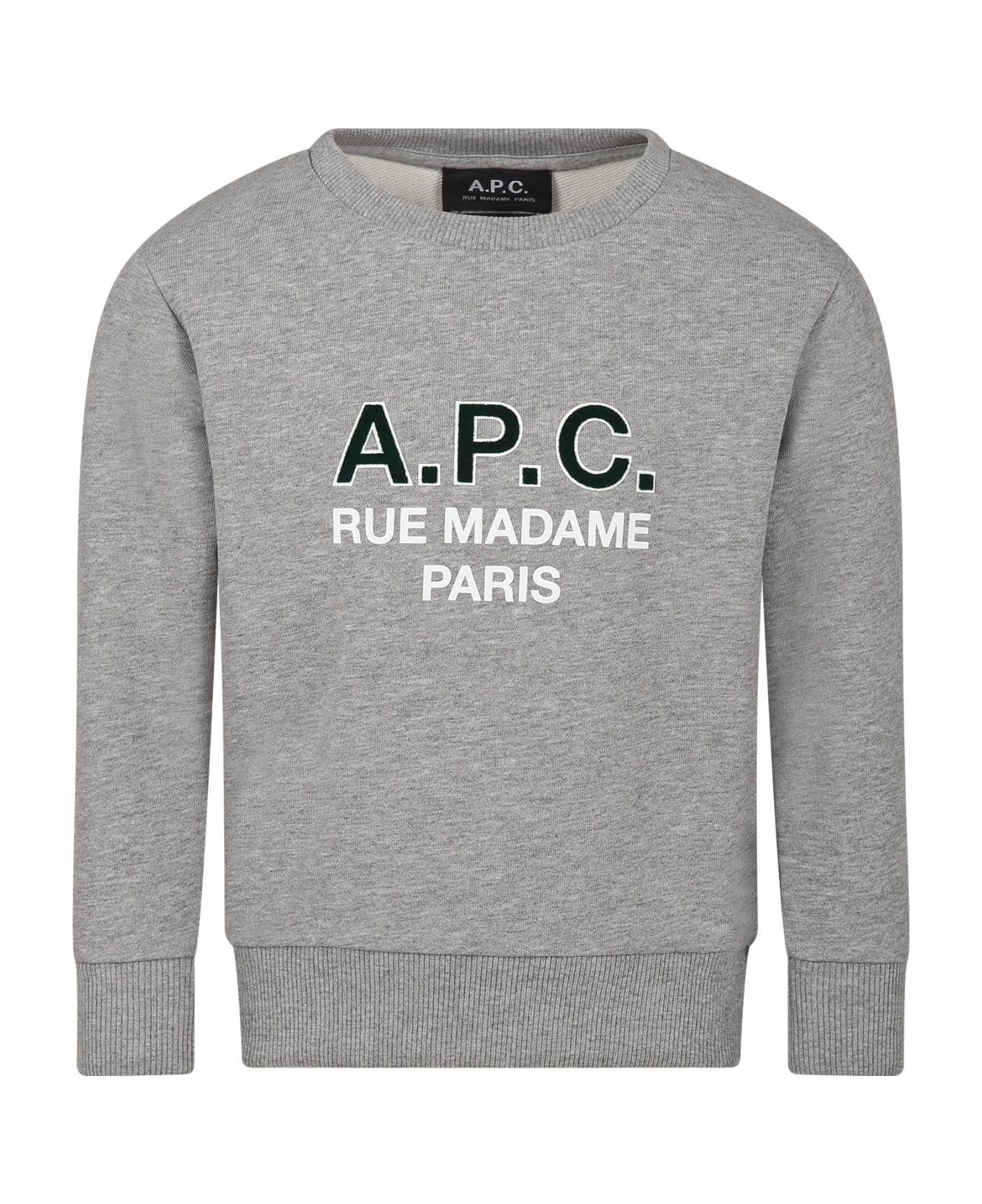 A.P.C. Grey Sweatshirt For Kids With Logo - Grey ニットウェア＆スウェットシャツ