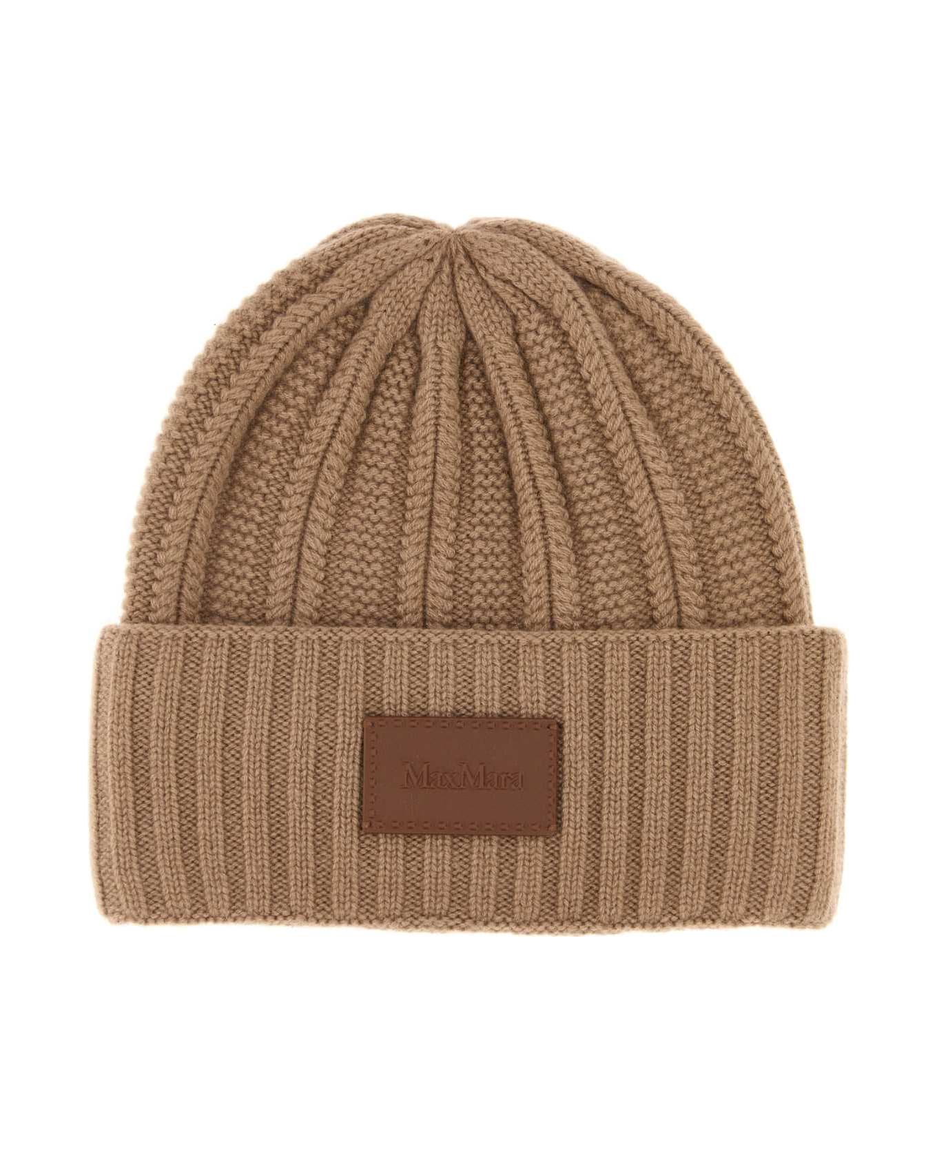 Max Mara Biscuit Cashmere Macbeth Beanie Hat - CAMMELLO