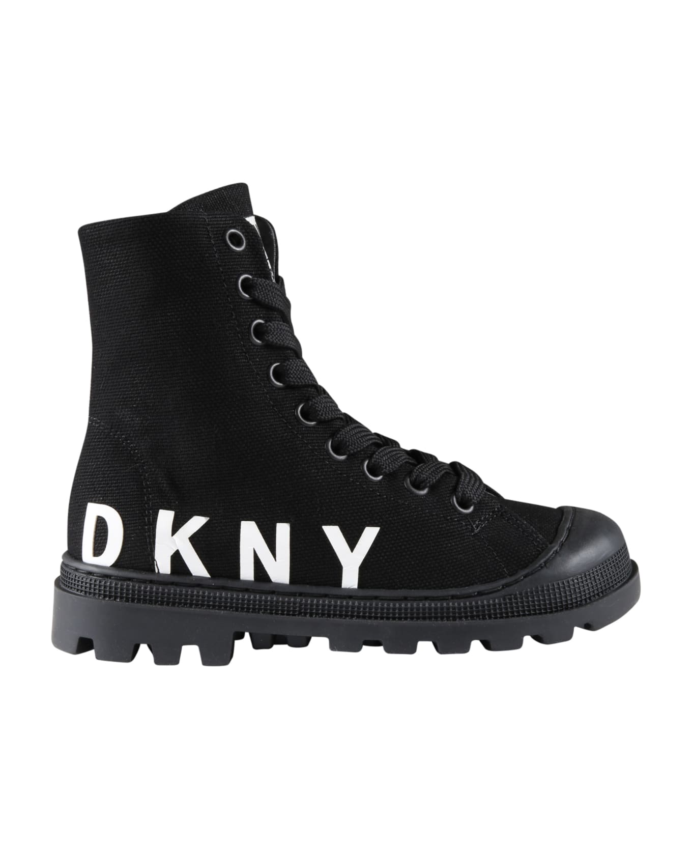 DKNY Black Sneakers For Girl With White Logo - Black