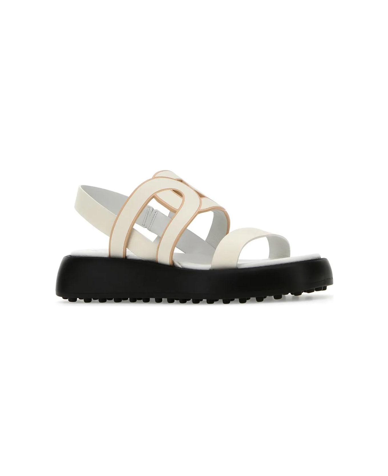 Tod's White Leather Chain Sandals - Panna サンダル