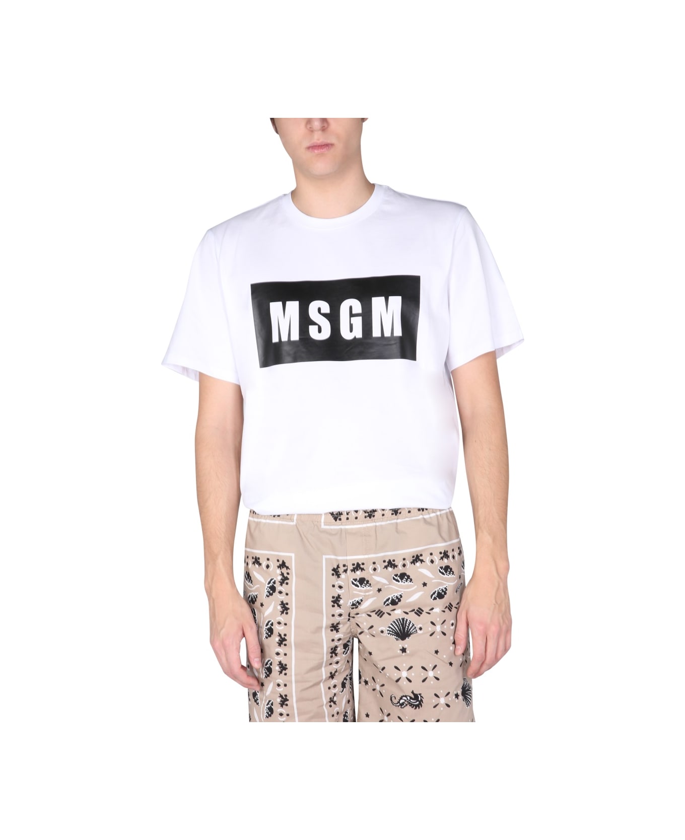 MSGM Logo Box T-shirt - WHITE シャツ