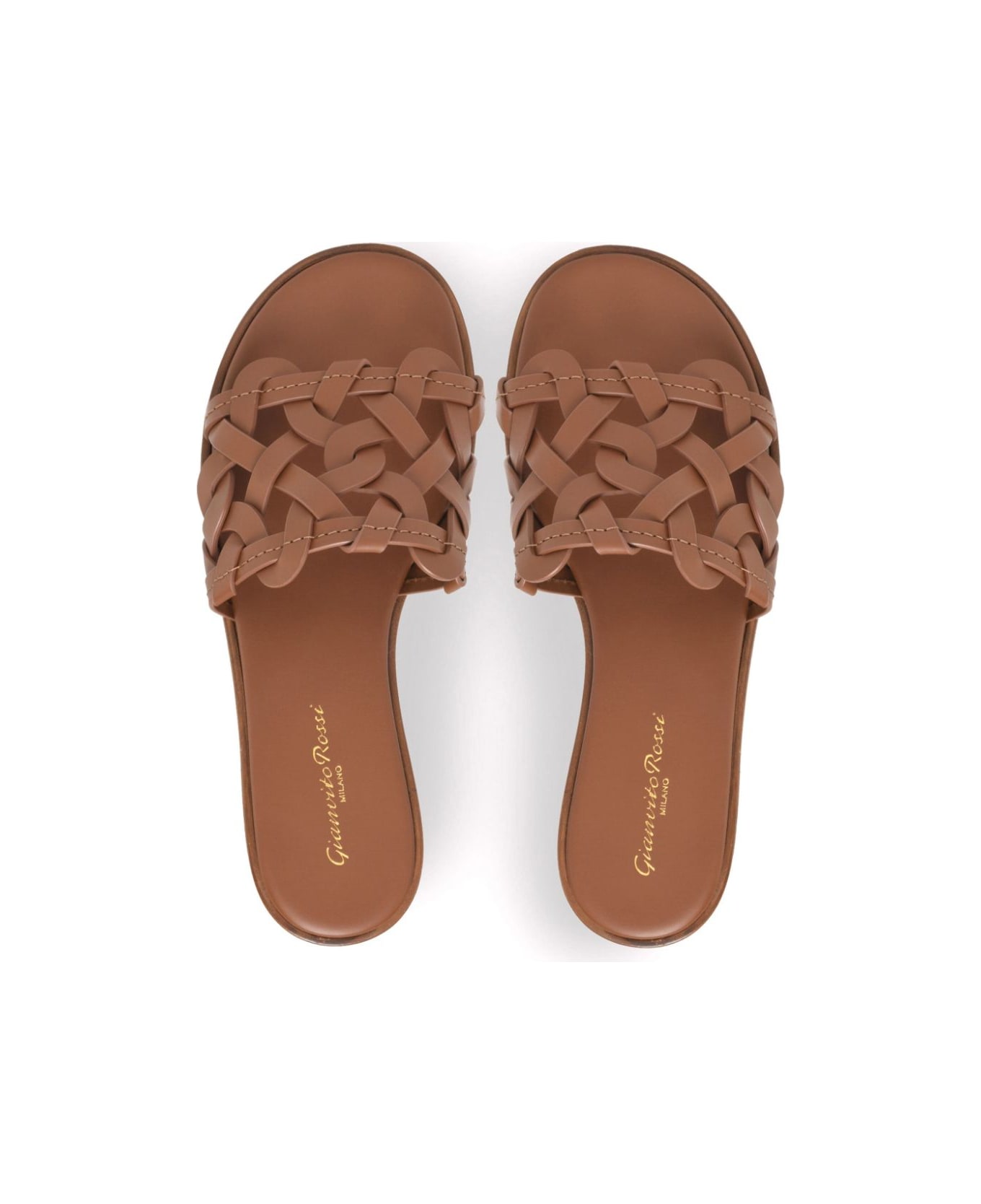 Gianvito Rossi Amalfi Leather Flat Sandals - Leather Brown