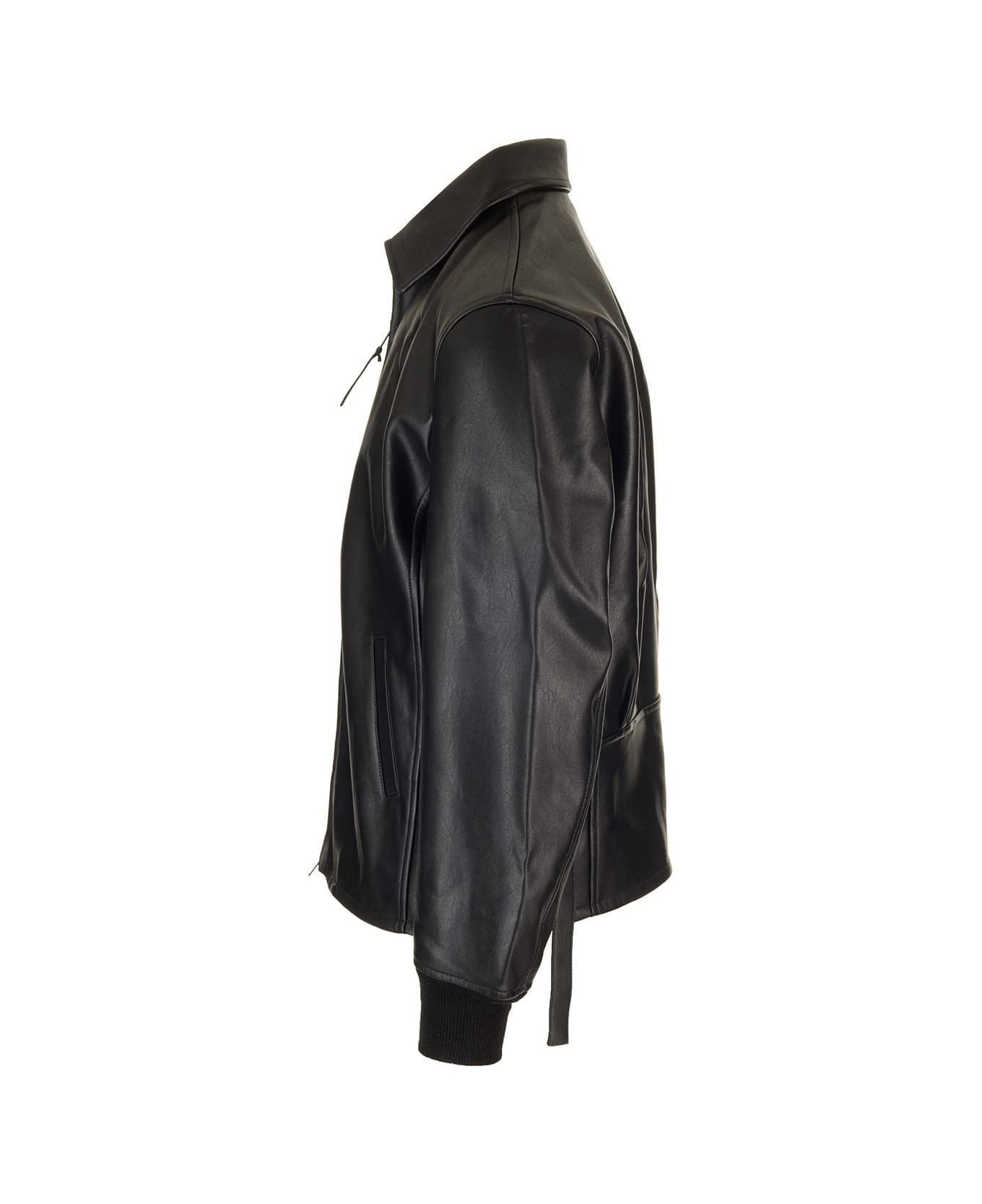 Y-3 ' Pleather' Bomber Jacket - Black