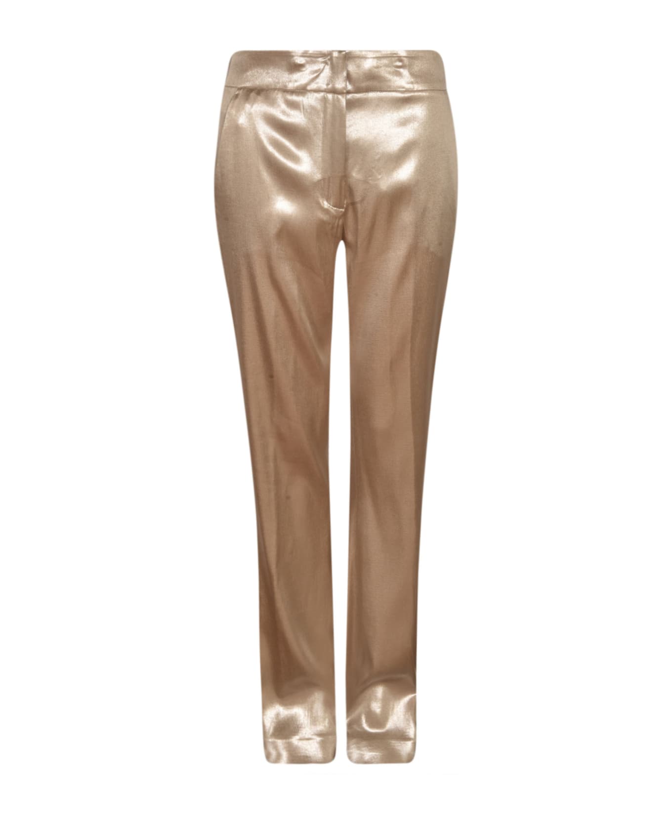 Genny High-waist Metallic Trousers - Platin