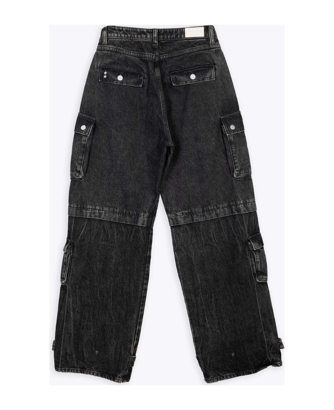 Icon Denim Woman Jeans Black denim baggy cargo pant - Rosalia - Denim nero