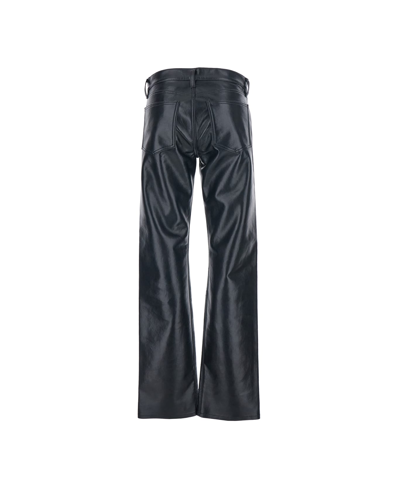 AGOLDE Black Pants With Belt Loops In Leather Blend Woman - Black