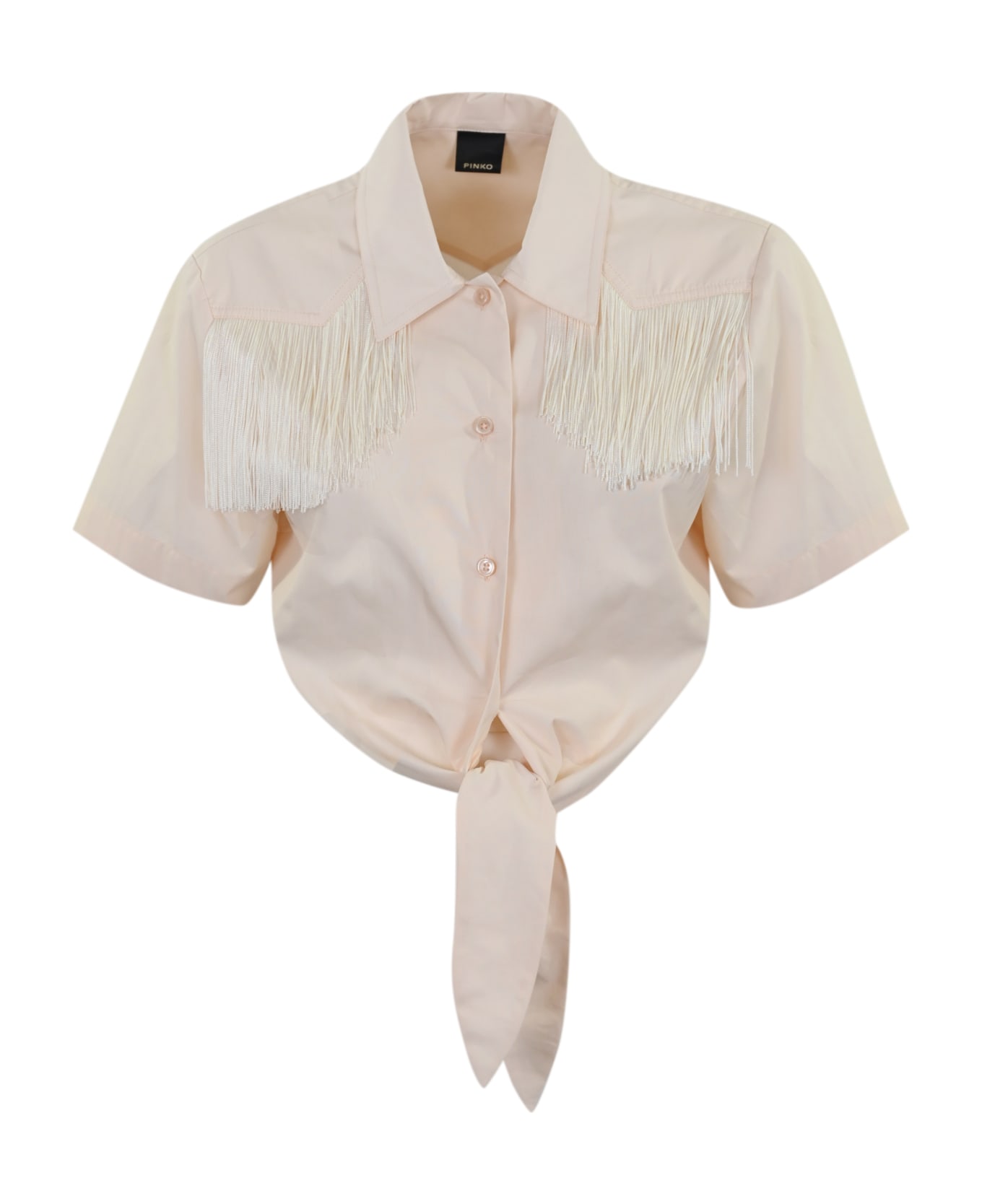 Pinko Cropped Shirt With Fringes - Rosa