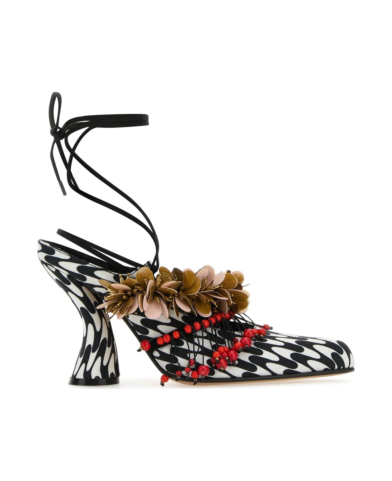 Dries Van Noten Printed Fabric Mules - RED