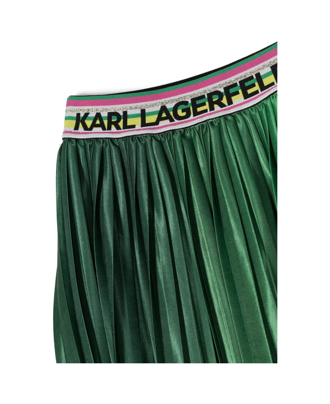 Karl Lagerfeld Kids Karl Lagerfeld Gonna Plissè Verde In Raso Bambina - Verde