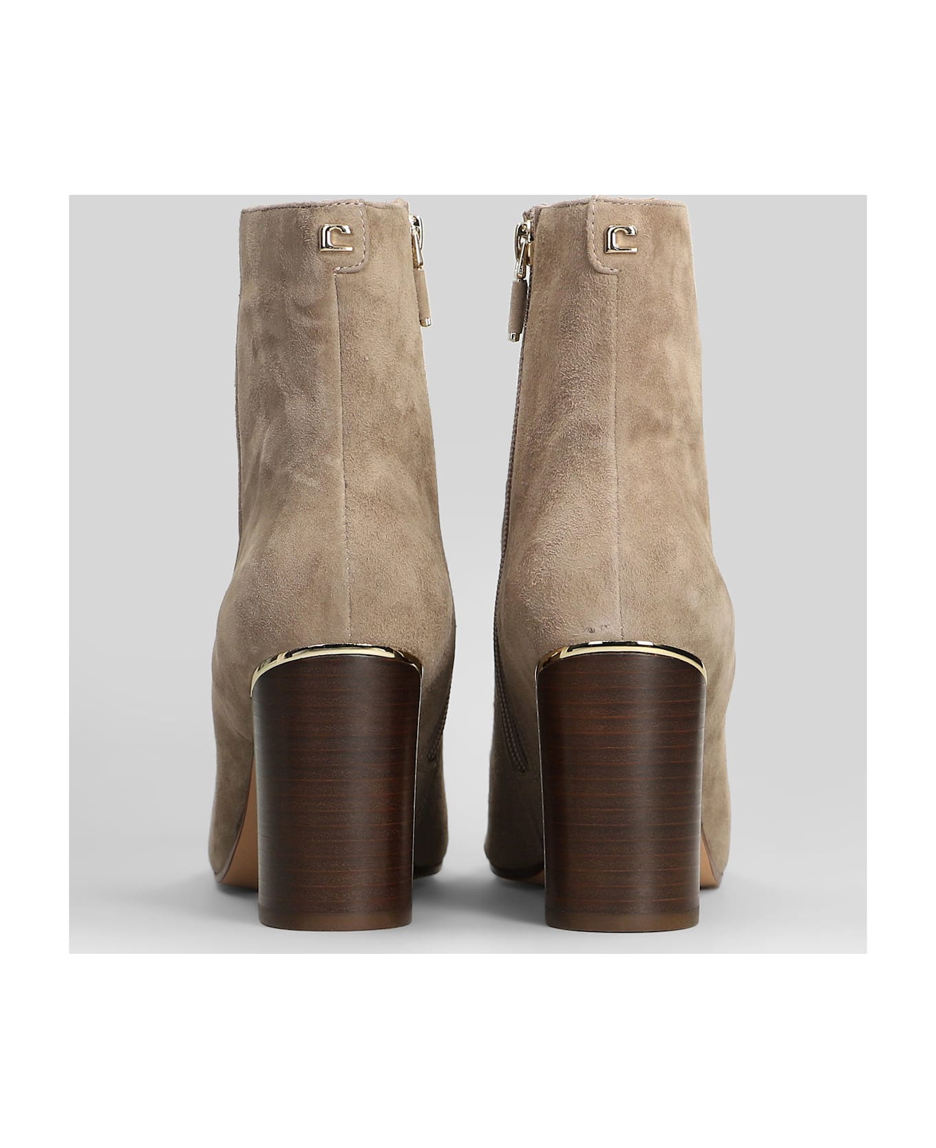 Lola Cruz High Heels Ankle Boots In Taupe Suede - taupe