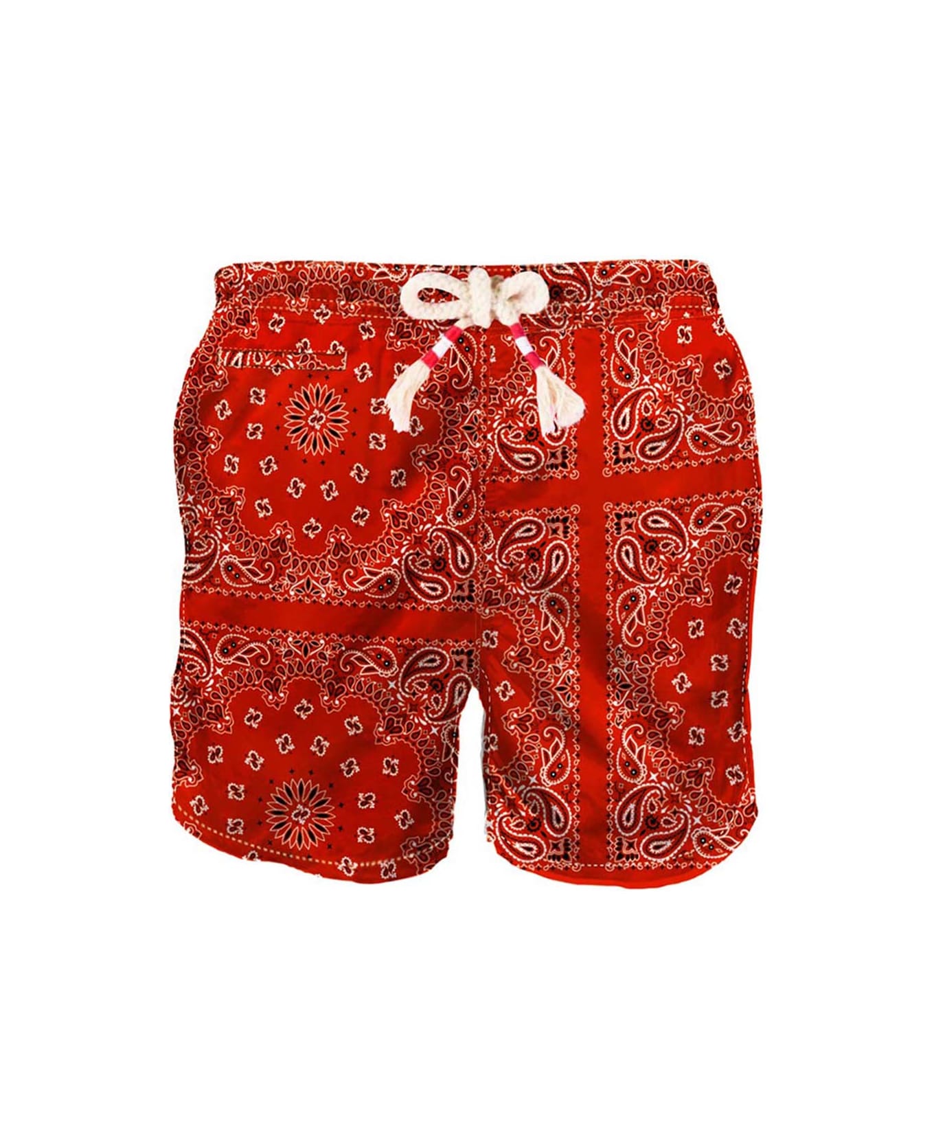 MC2 Saint Barth Man Swim Shorts With Bandanna Print - RED
