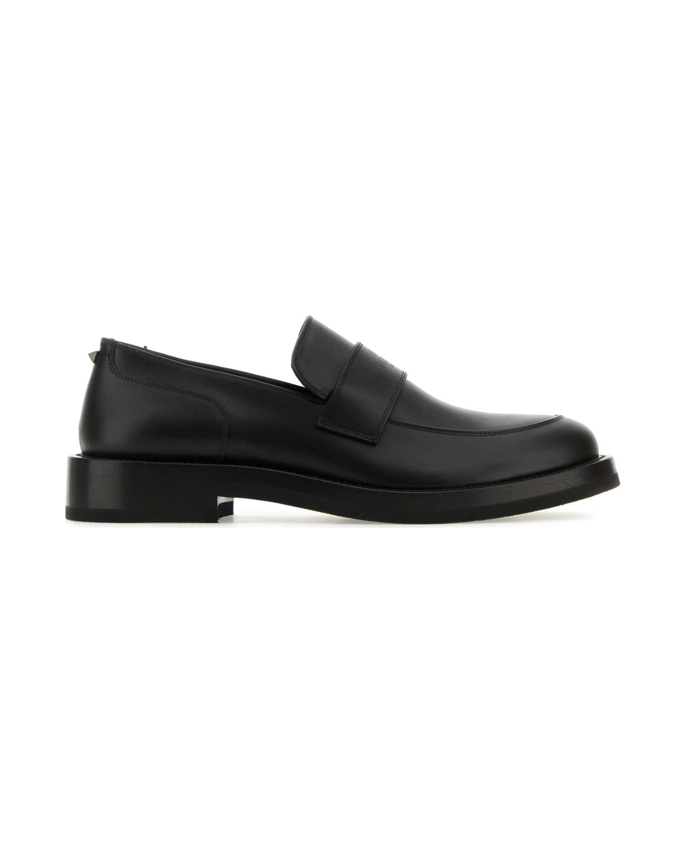 Valentino Garavani Black Leather Loafers - NERO