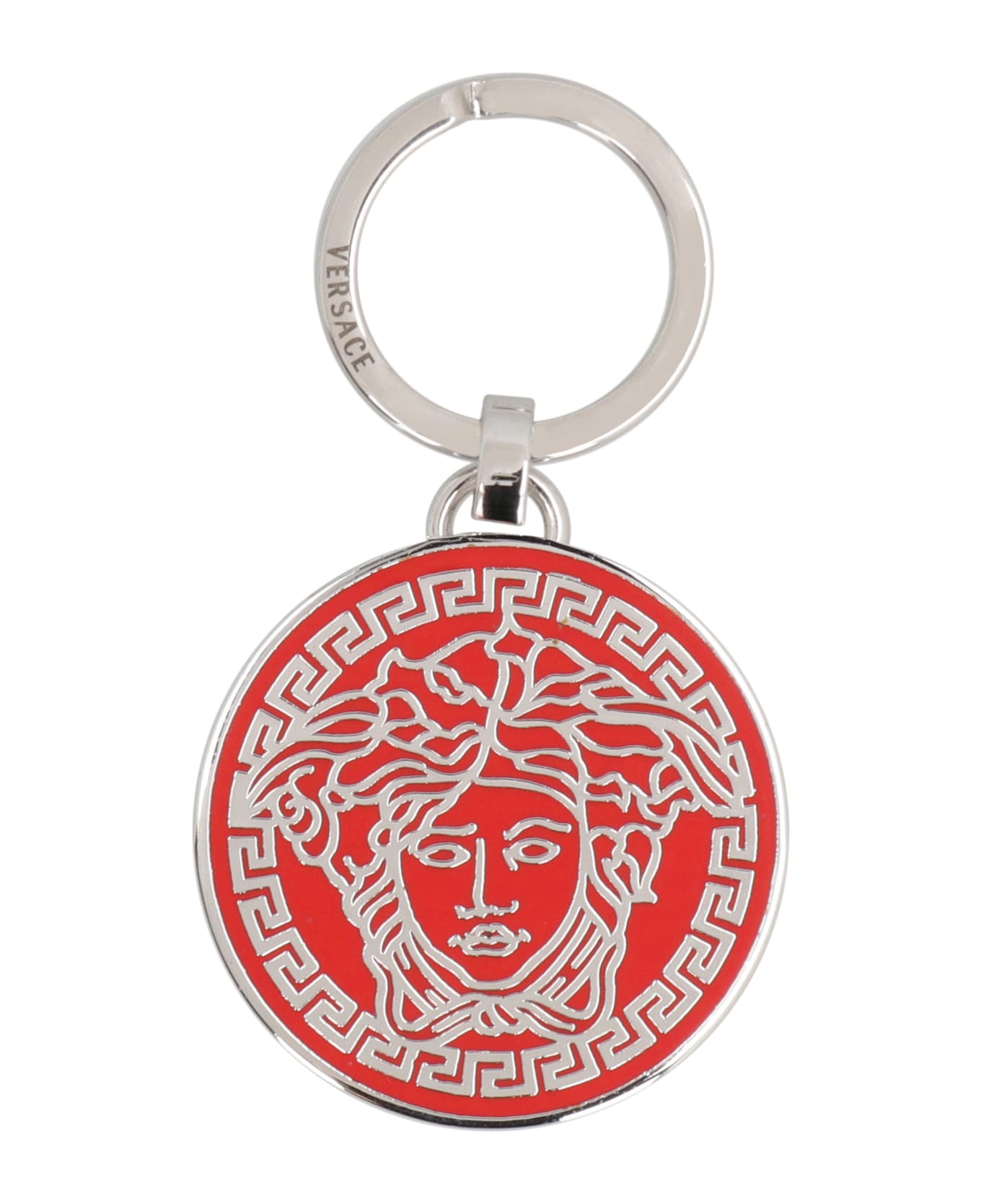 Versace Silver-tone Metal Keyring - Silver