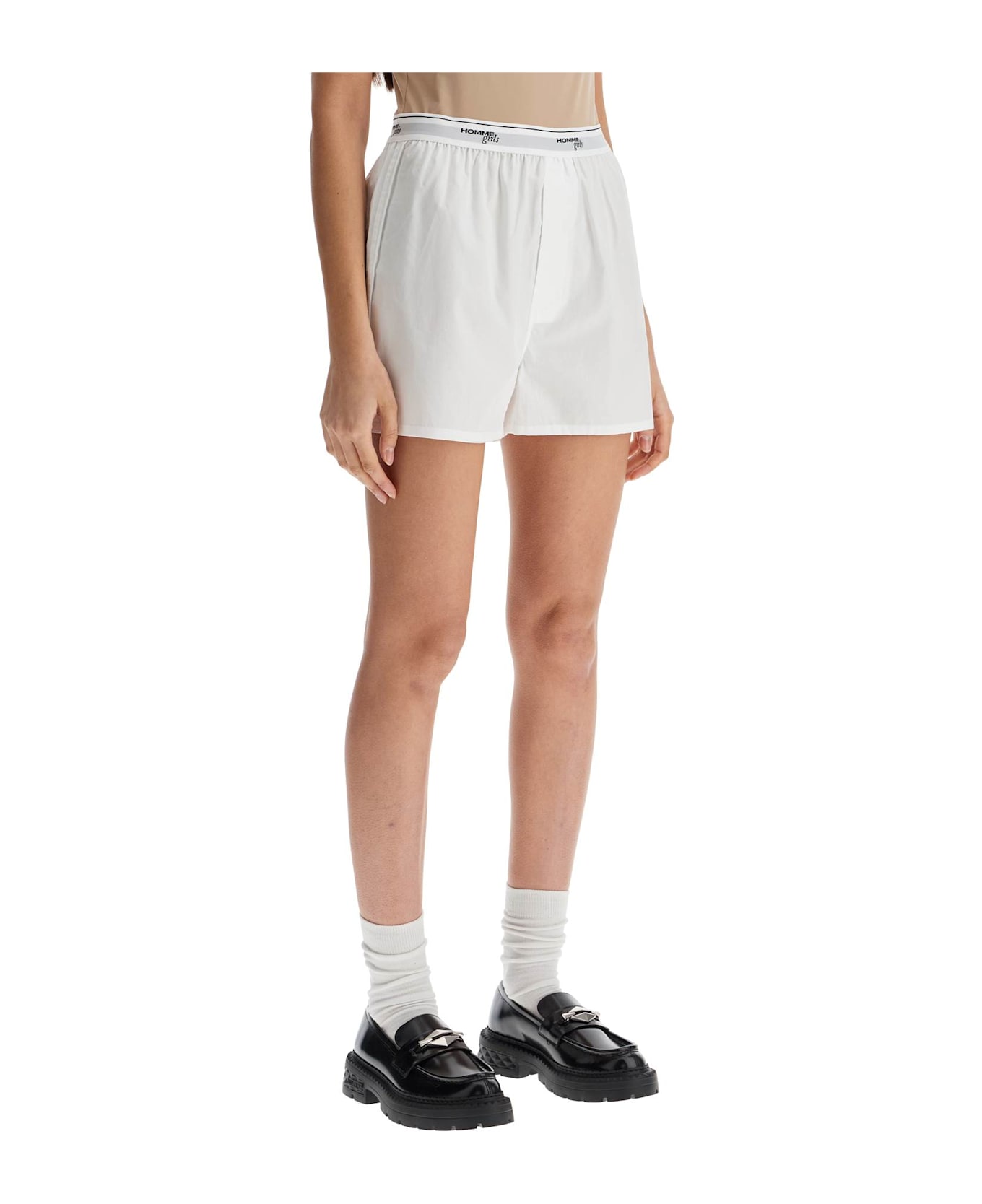 HommeGirls Men's High-waisted White Cotton Boxer - White